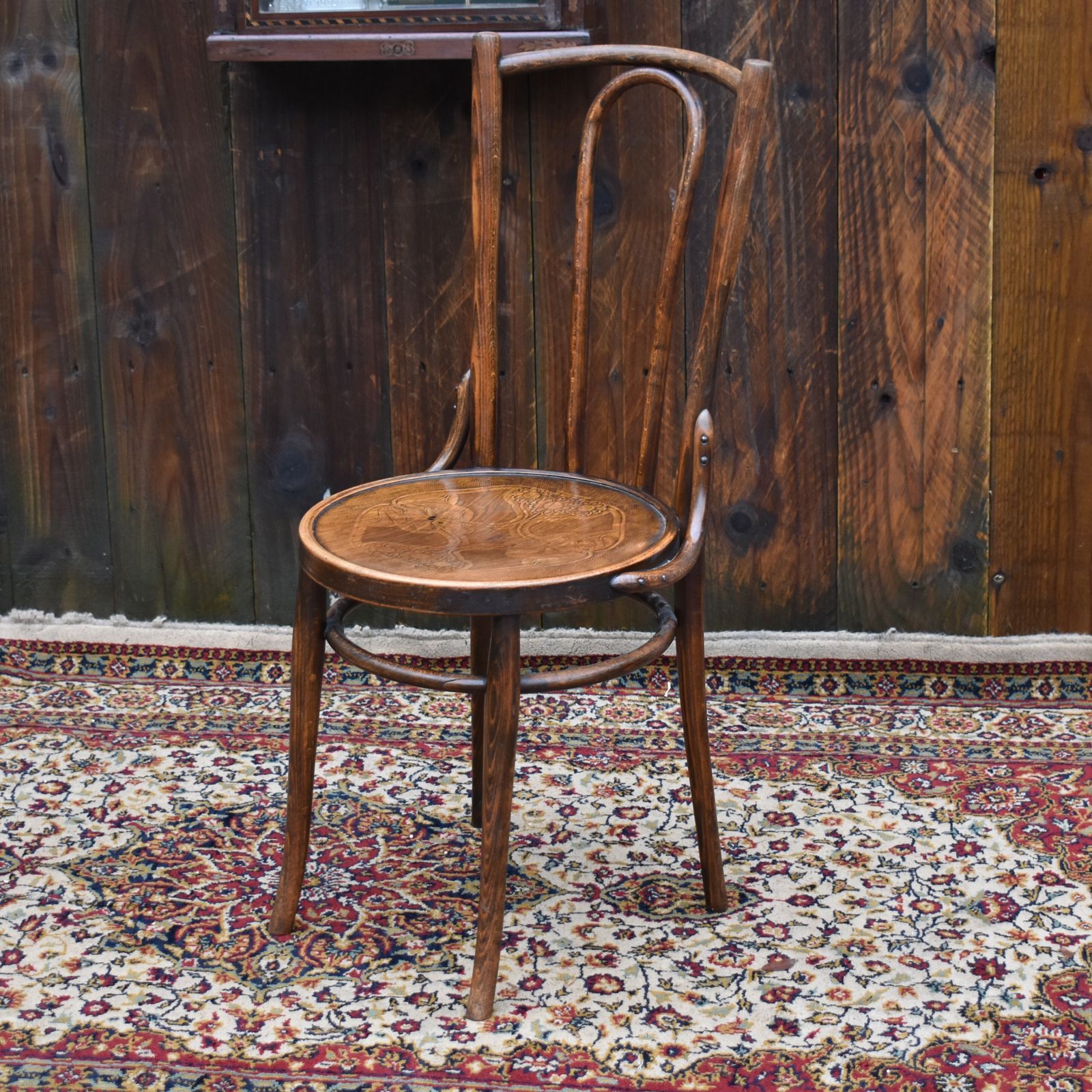 Antique 1920s Thonet Style Beech Bentwood Art Nouveau Embossed Bistro Cafe Chair photo furniture