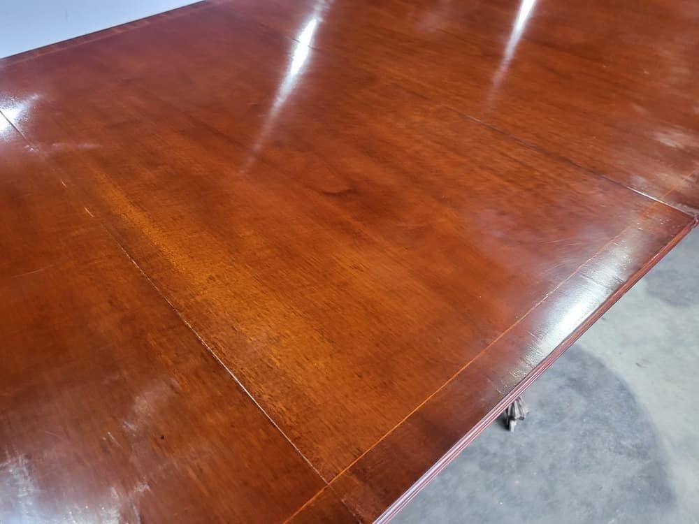 photo for sale Antique Repro Mahogany Twin Pedestal Extending D End Dining Table