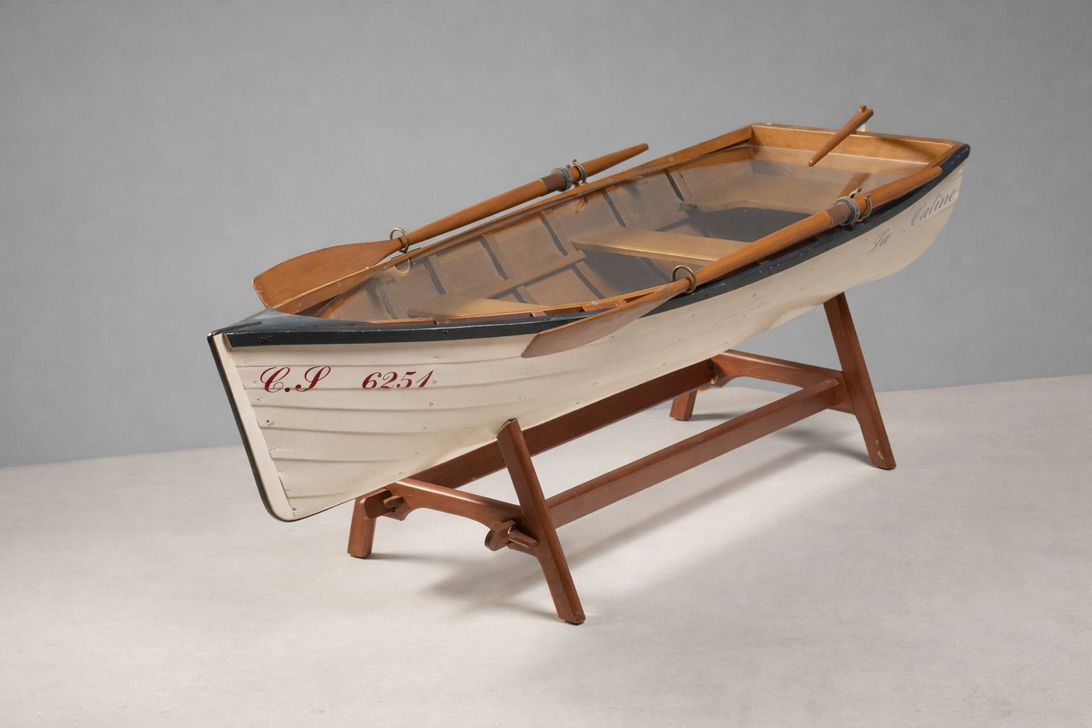 Reimagined Boat Form Coffee Table With Glass Top, Contemporary Design (Post 2000)
