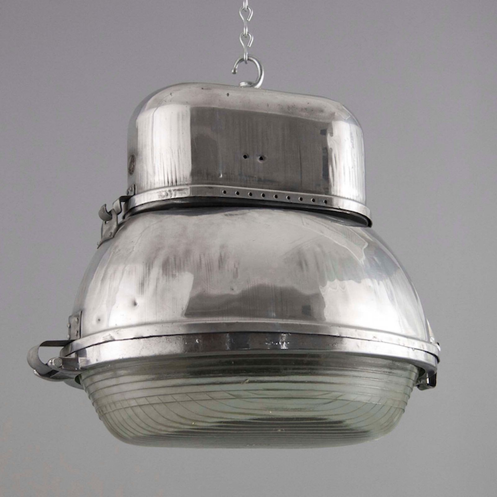 Mid Century Eastern Europe Street Lantern Pendant With Prismatic Glass 1960s photo vintage