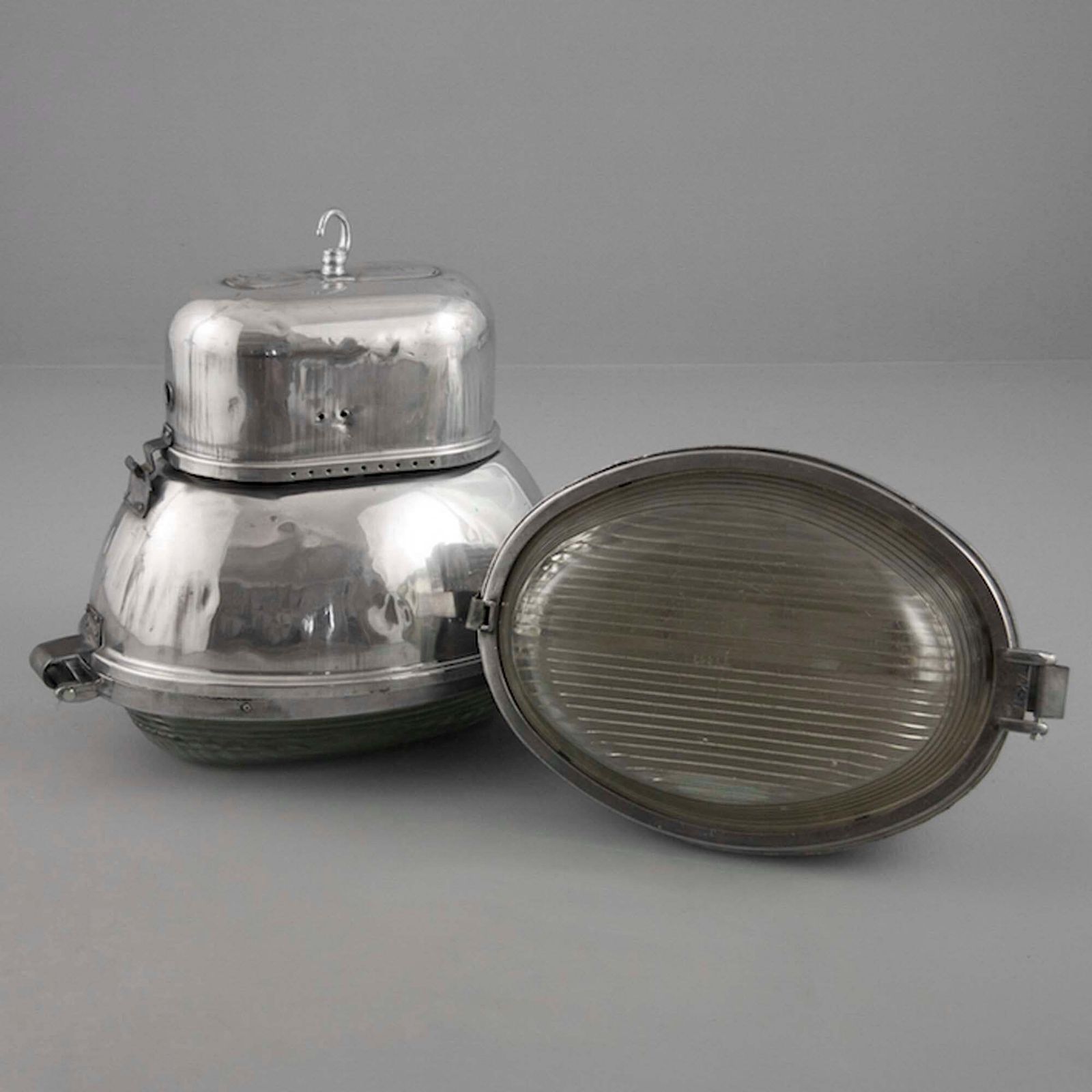 photo for sale Mid Century Eastern Europe Street Lantern Pendant With Prismatic Glass 1960s