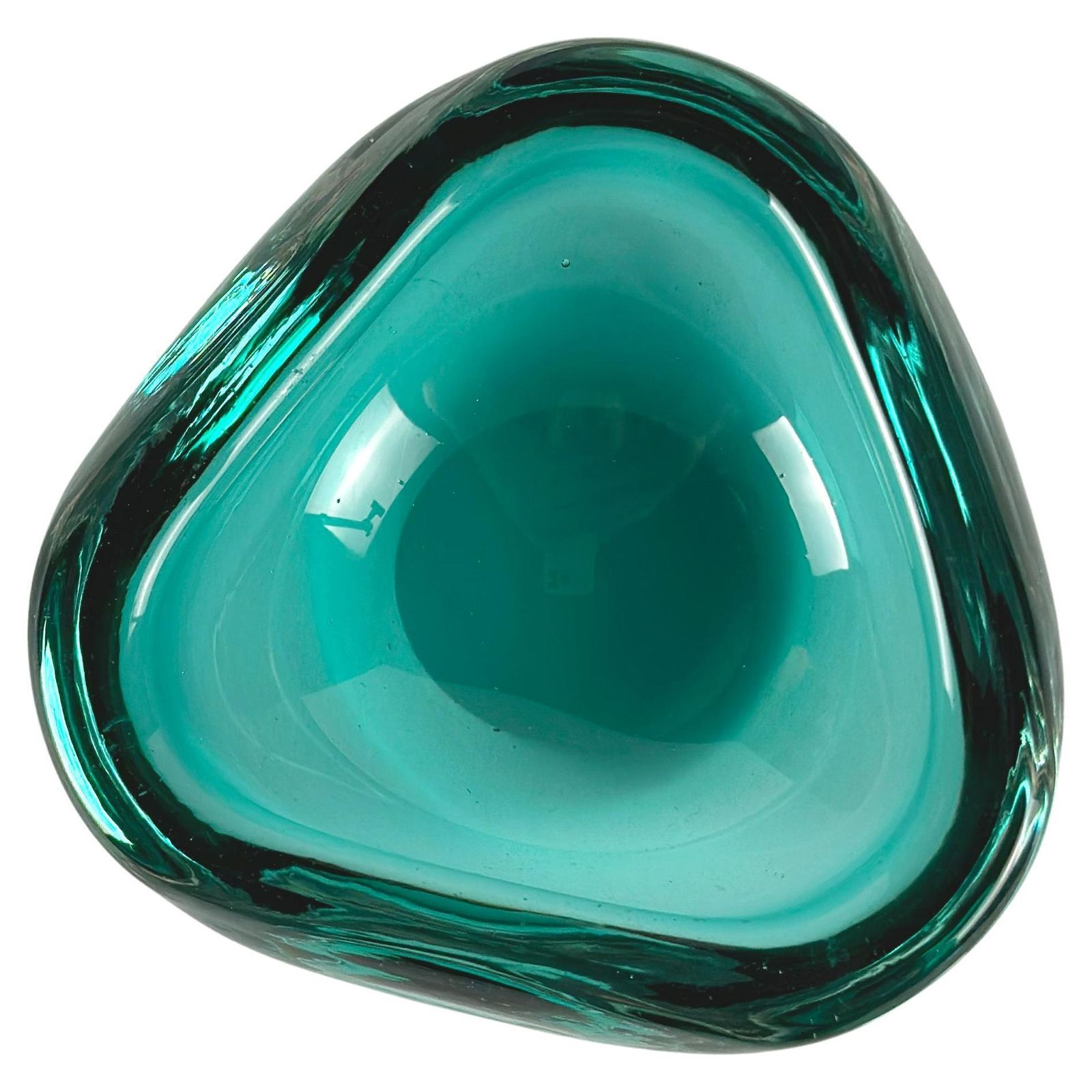 Small Green Murano Glass Geode Bowl By Archimede Seguso, Mid Century Italian