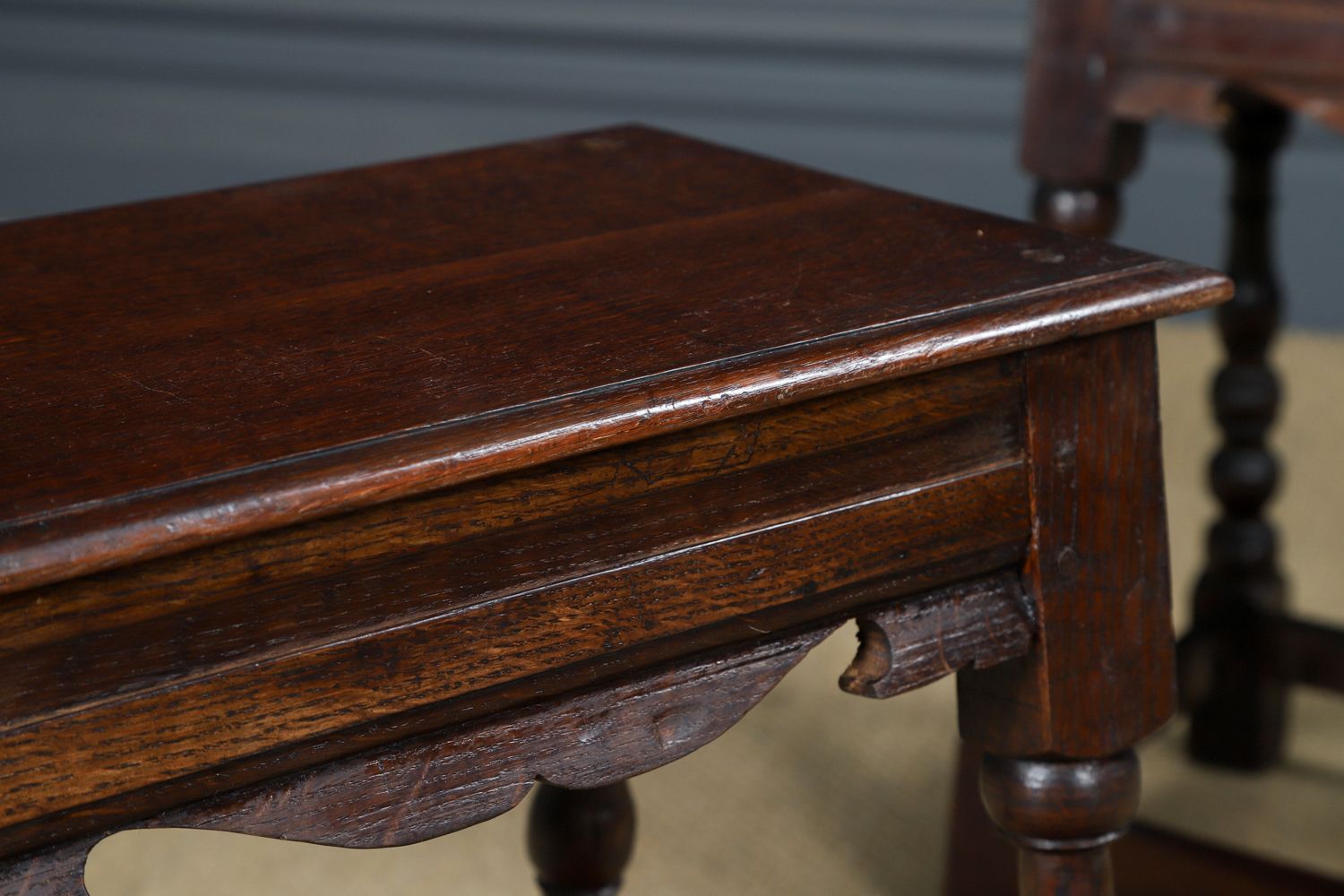 Furniture Antique English Pair Of 17th Century Style Oak Joint Stools / Occasional / Bedside Tables (Circa 1880) photo