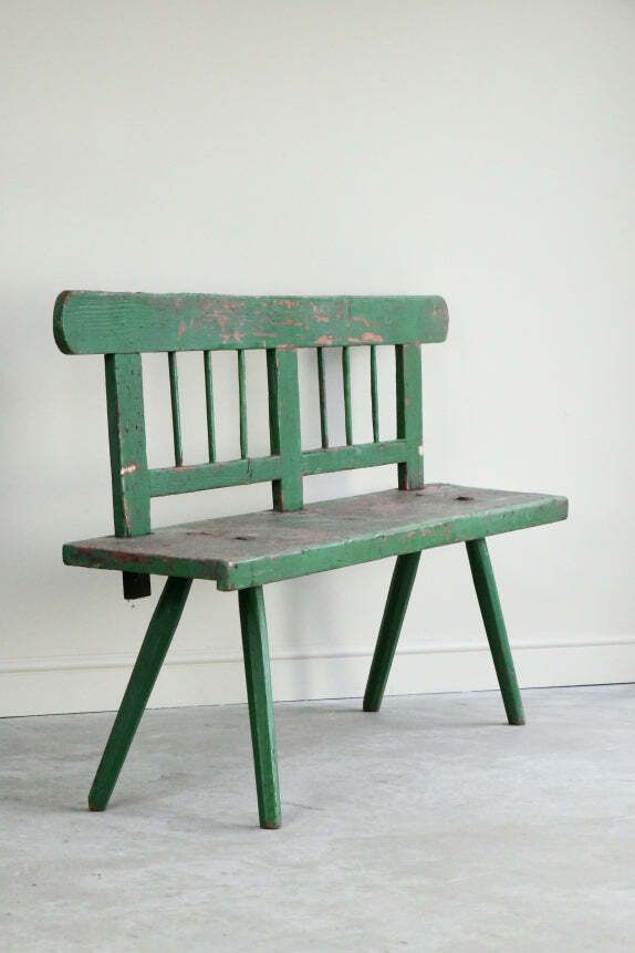 Green Painted European Bench, 1800s photo vinterior