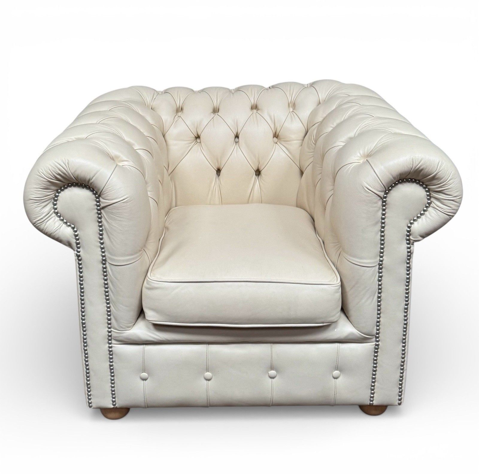 Chesterfield Leather Armchair Club Chair Cream Very Good Quality photo furniture