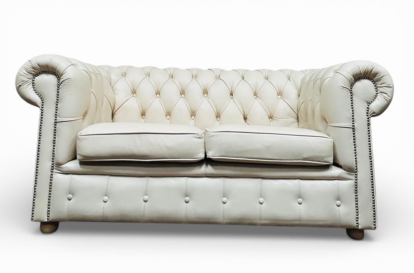 Vintage Chesterfield Leather Sofa Cream Superior Quality Two Seater photo 295.0