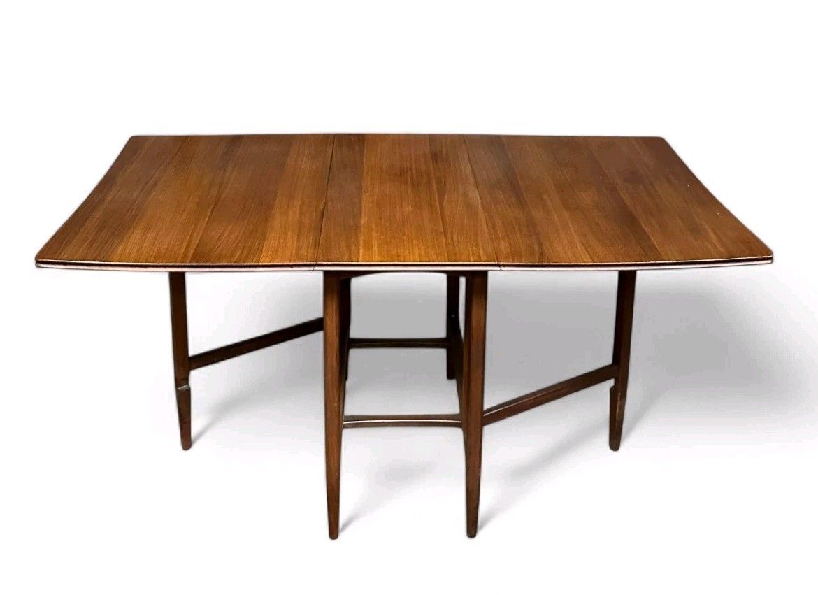 Walnut  Dining Table Drop Leaf Mid Century Retro C1960s photo vinterior