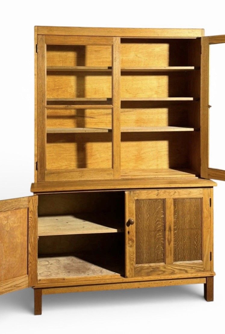 Furniture Vintage Golden Oak Old School College Bookcase Lab Bookcase C1950s photo