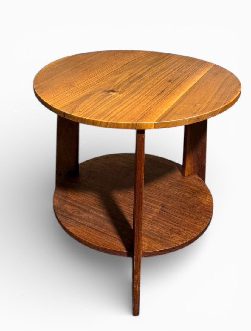 Antique Art Deco Figured Walnut Coffee Table Two Tier C1950s photo vinterior