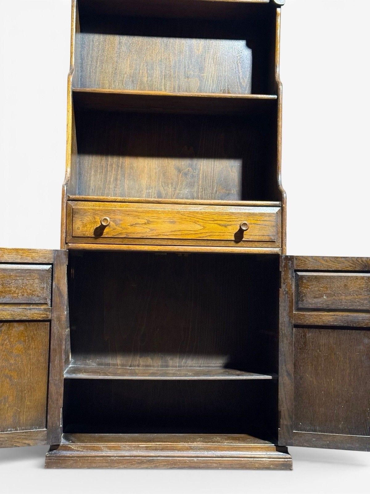 Antique Oak Waterfall Bookcase Carved Oak C1940s Dome Top photo buy