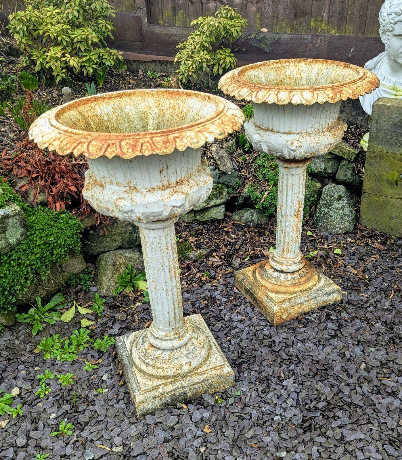 19th Century Unusual Cast Iron Campana Urn Jardinieres Delivery  Available 0265. photo buy