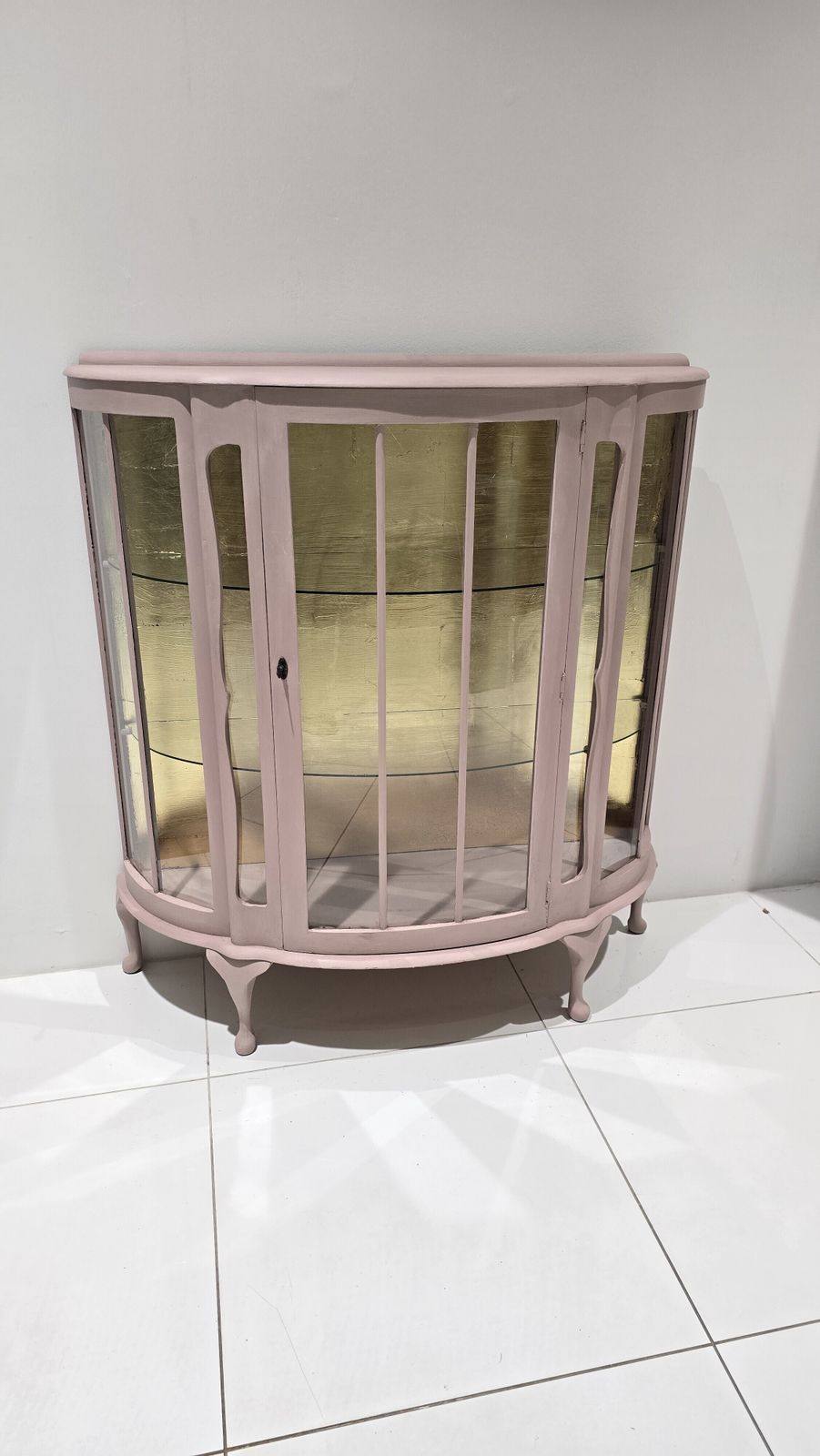 Jaipur Pink And Gold Glass Display Cabinet