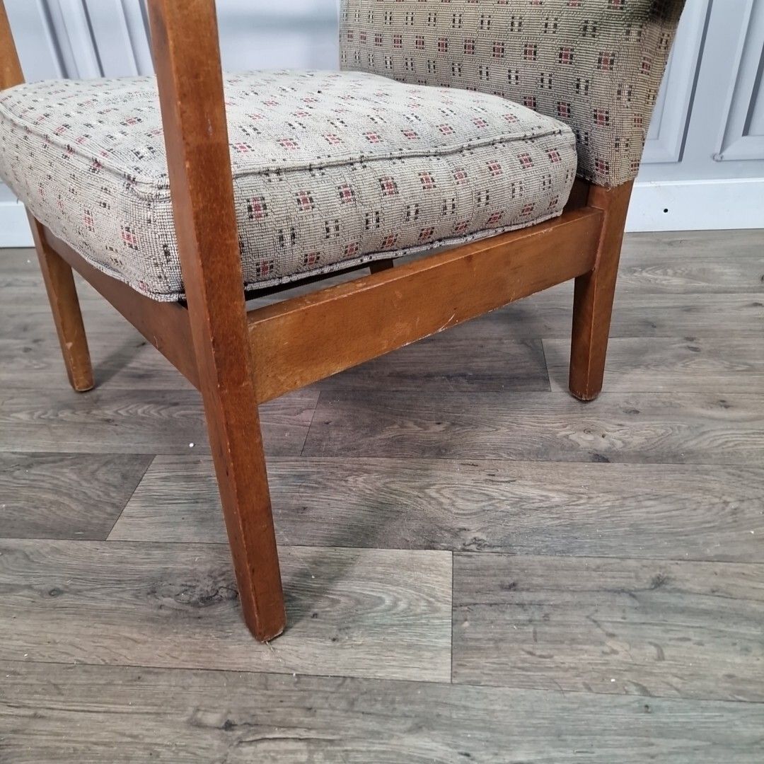 photo vinterior Retro Vintage Armchair Solid Wooden Easy Lounge Mid Century Art Deco Chair