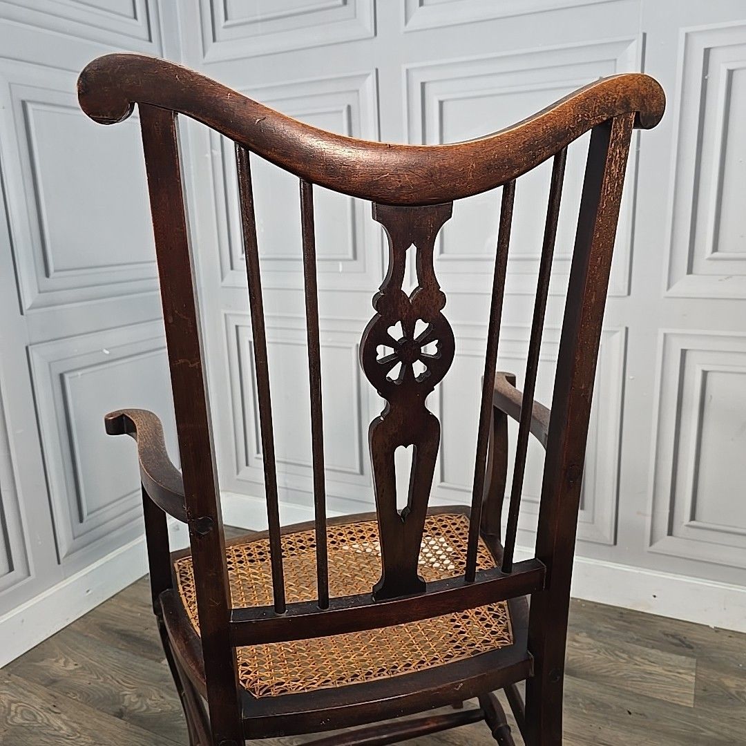 photo buy Antique Mahogany Elbow Chair Cane Seat Armchair – Georgian / Edwardian Style