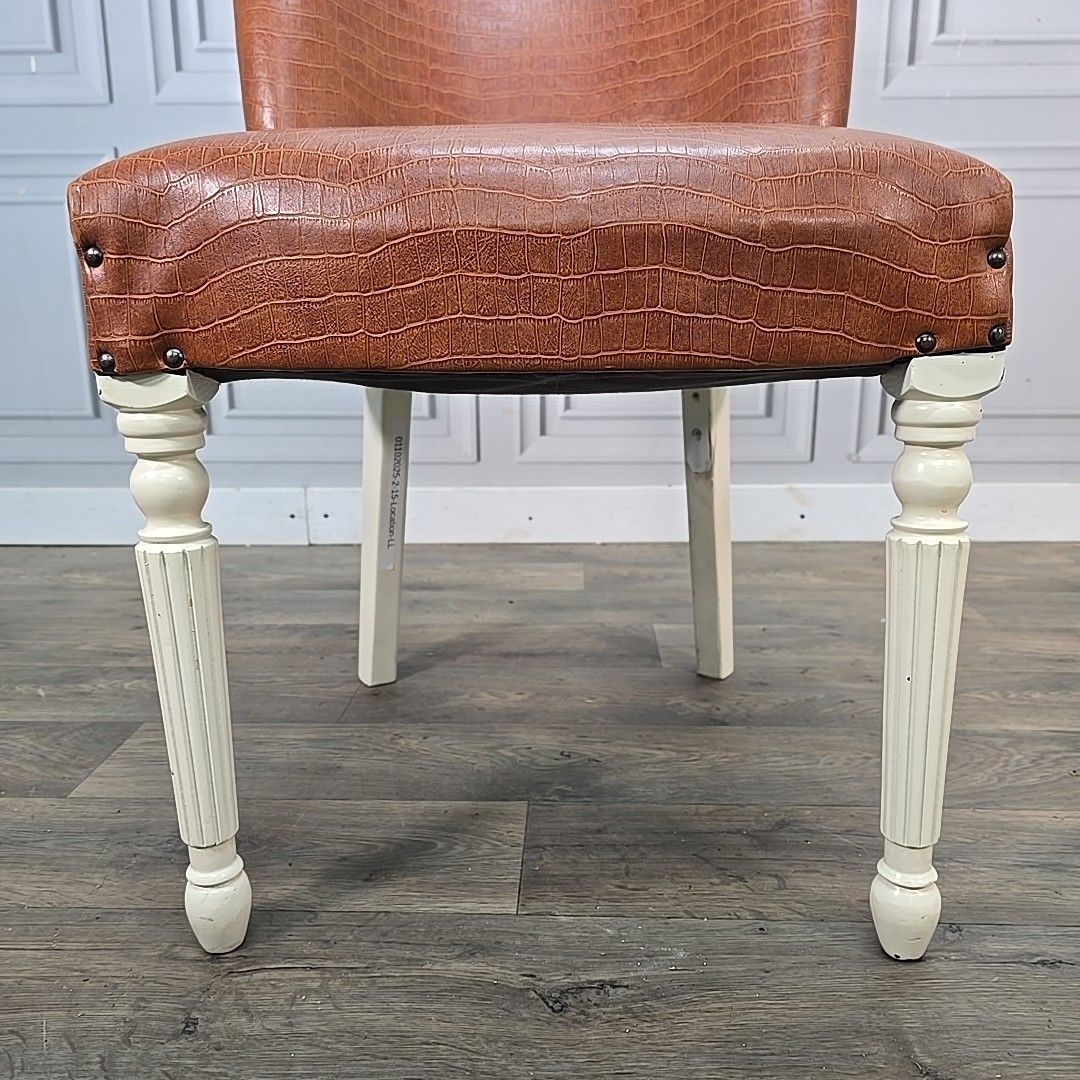 photo furniture Retro Vintage Side Chair Faux Leather Upholstered – Croc Effect Vinyl Seat