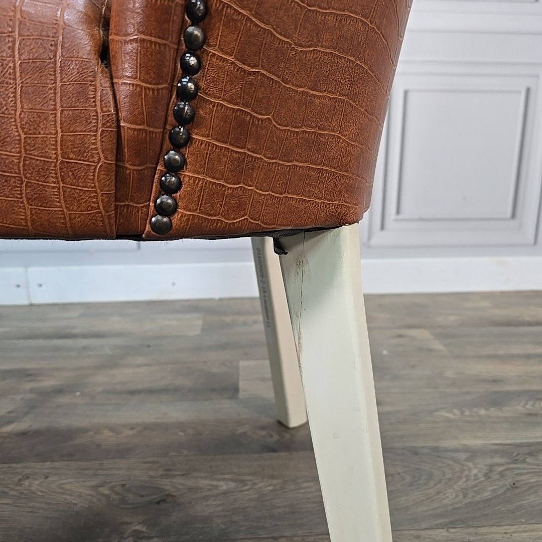 photo buy Retro Vintage Side Chair Faux Leather Upholstered – Croc Effect Vinyl Seat