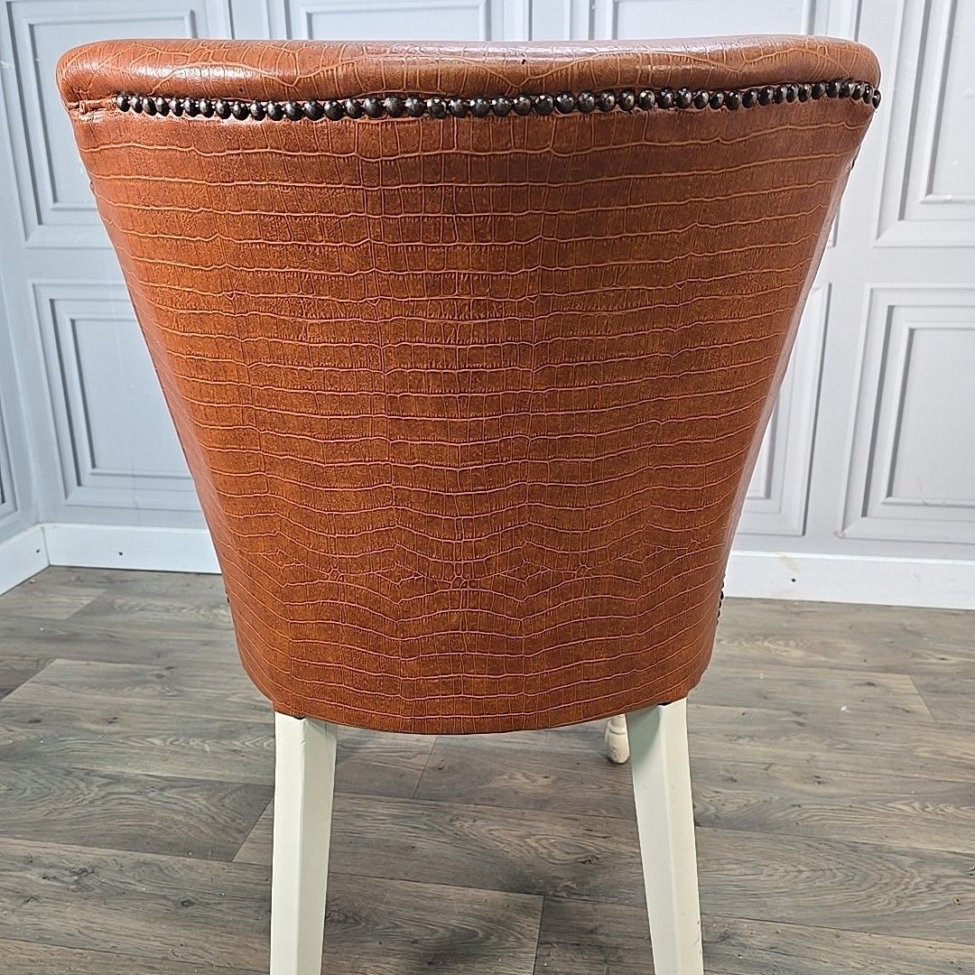 photo vintage Retro Vintage Side Chair Faux Leather Upholstered – Croc Effect Vinyl Seat