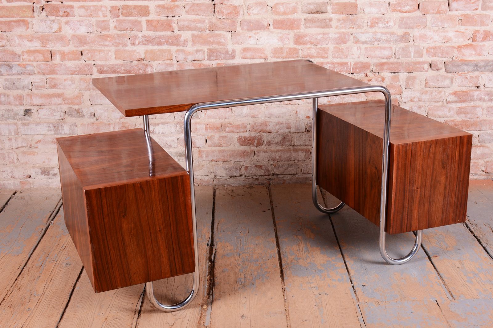 Furniture Restored Bauhaus Writing Desk, By A. Lurcat For Kovona, Walnut, Czech, 1920s photo