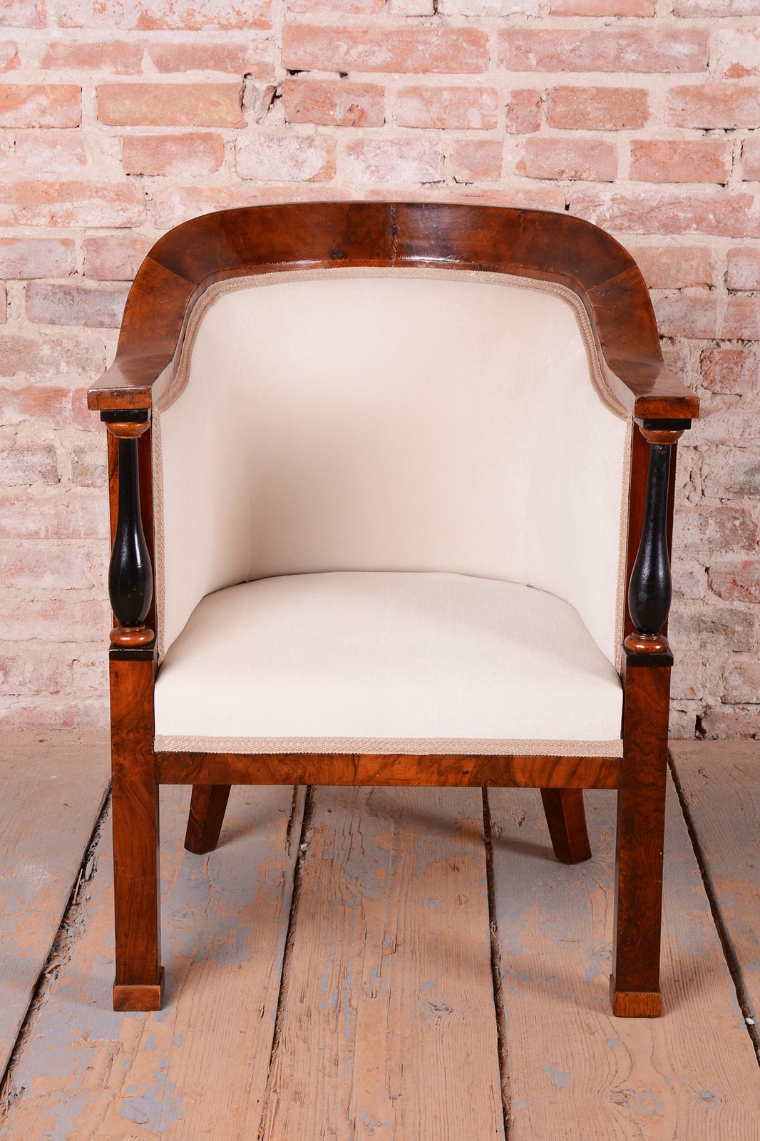 photo for sale Restored Biedermeier Seating Set, Walnut, Ebony, Reupholstered, Austria, 1820s