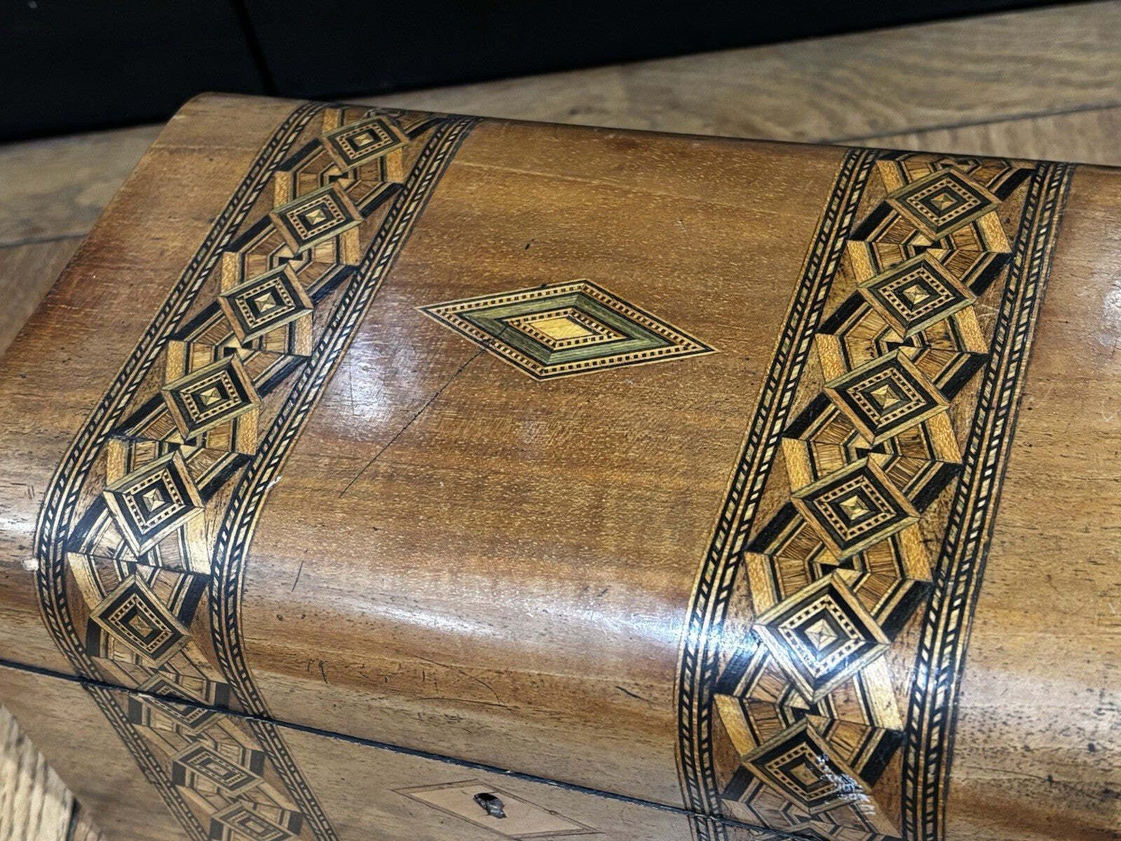 Victorian Tunbridge Ware Jewellery / Trinket Box photo vinterior