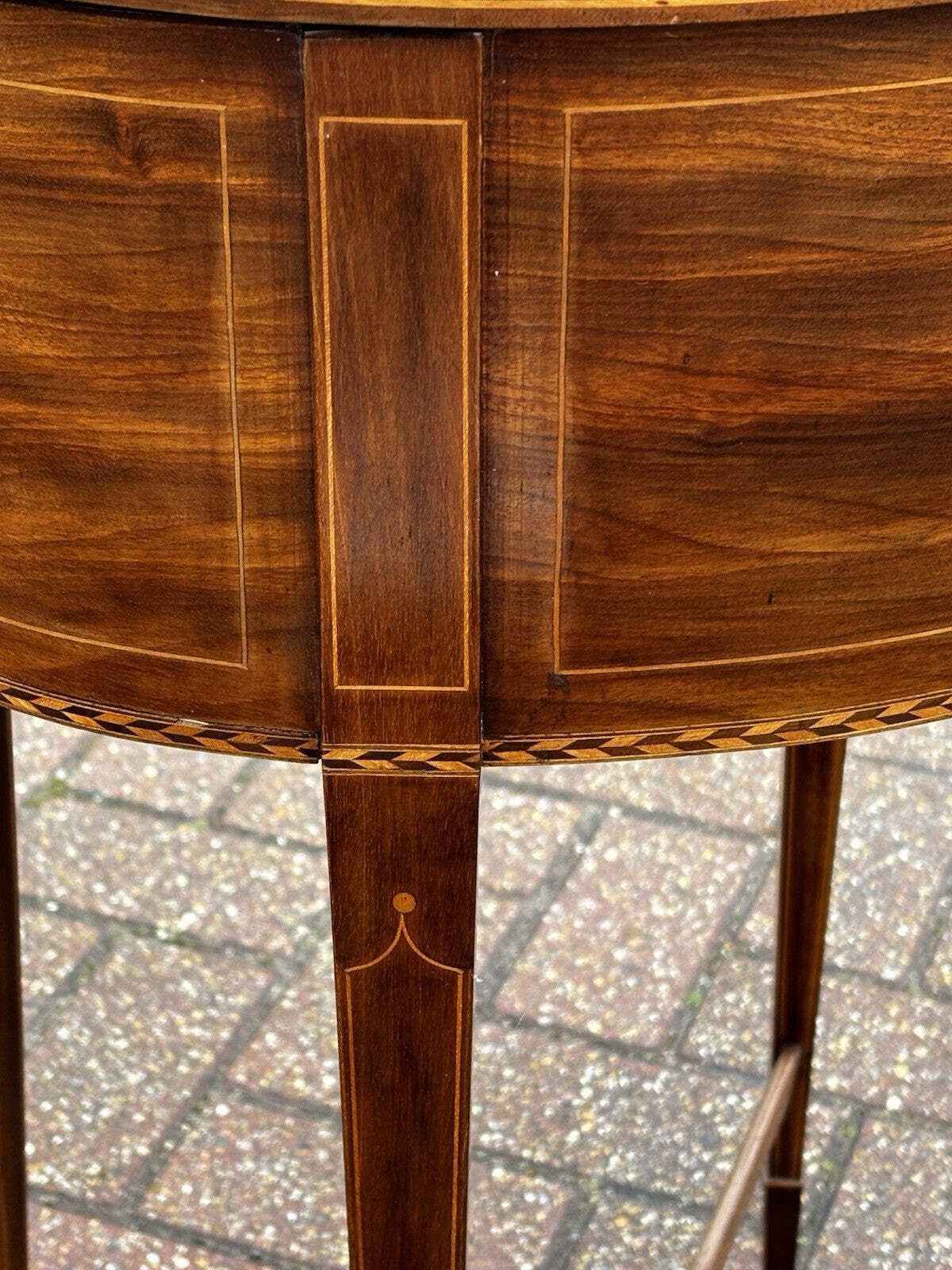 Sheraton Revival Inlaid Satinwood Side Table, Lamp Table, Work Box, On Castors. photo Furniture
