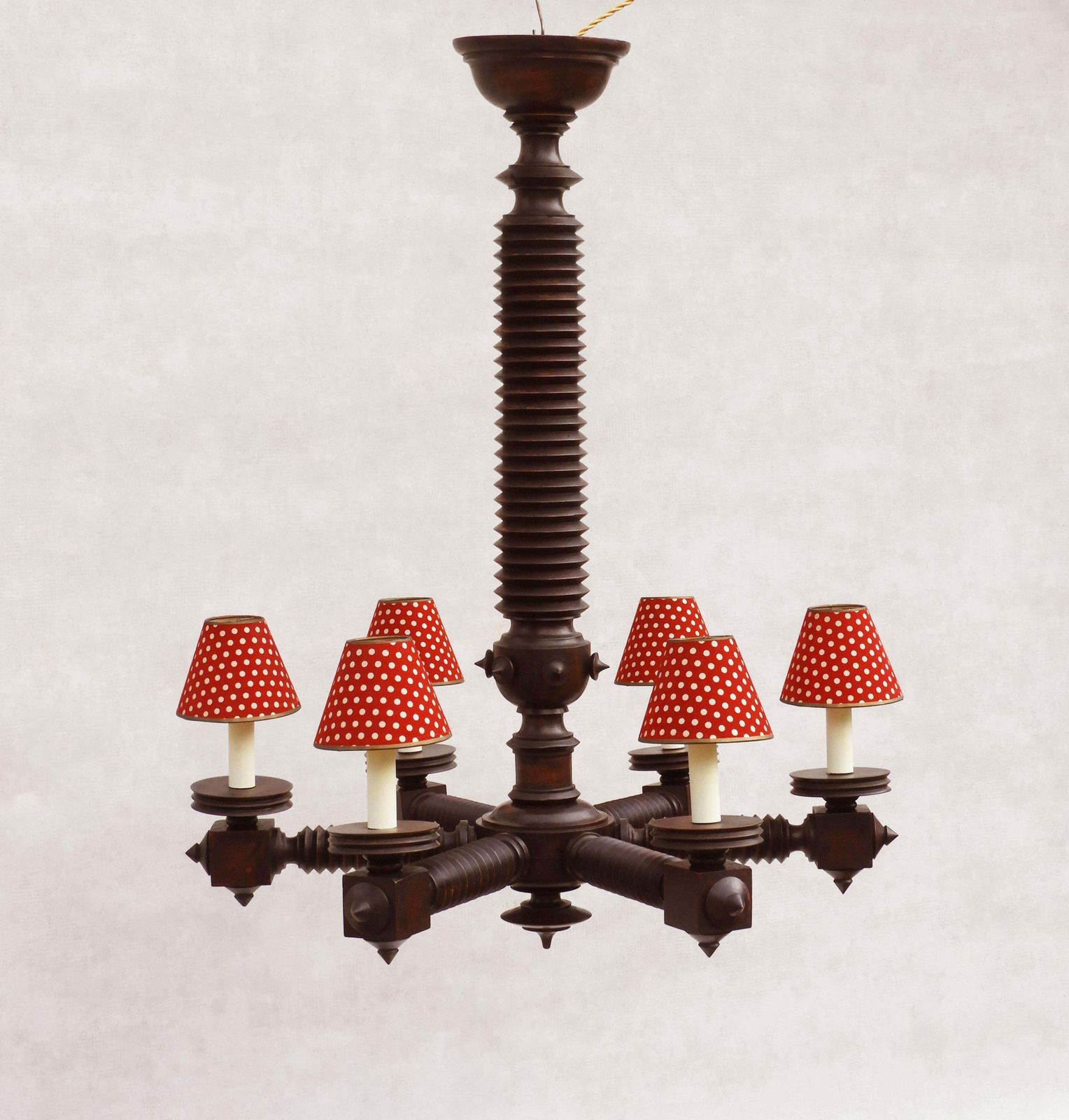 Monumental Charles Dudouty Brutalist Six Arm Chandelier C1940s France photo furniture