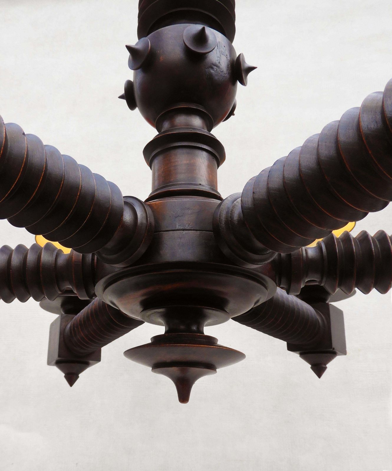 photo furniture Monumental Charles Dudouty Brutalist Six Arm Chandelier C1940s France