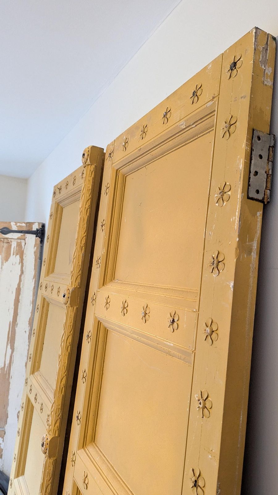 2 X Tall, Rustic, Reclaimed, Yellow Indian Doors (Sold As A Pair) photo buy