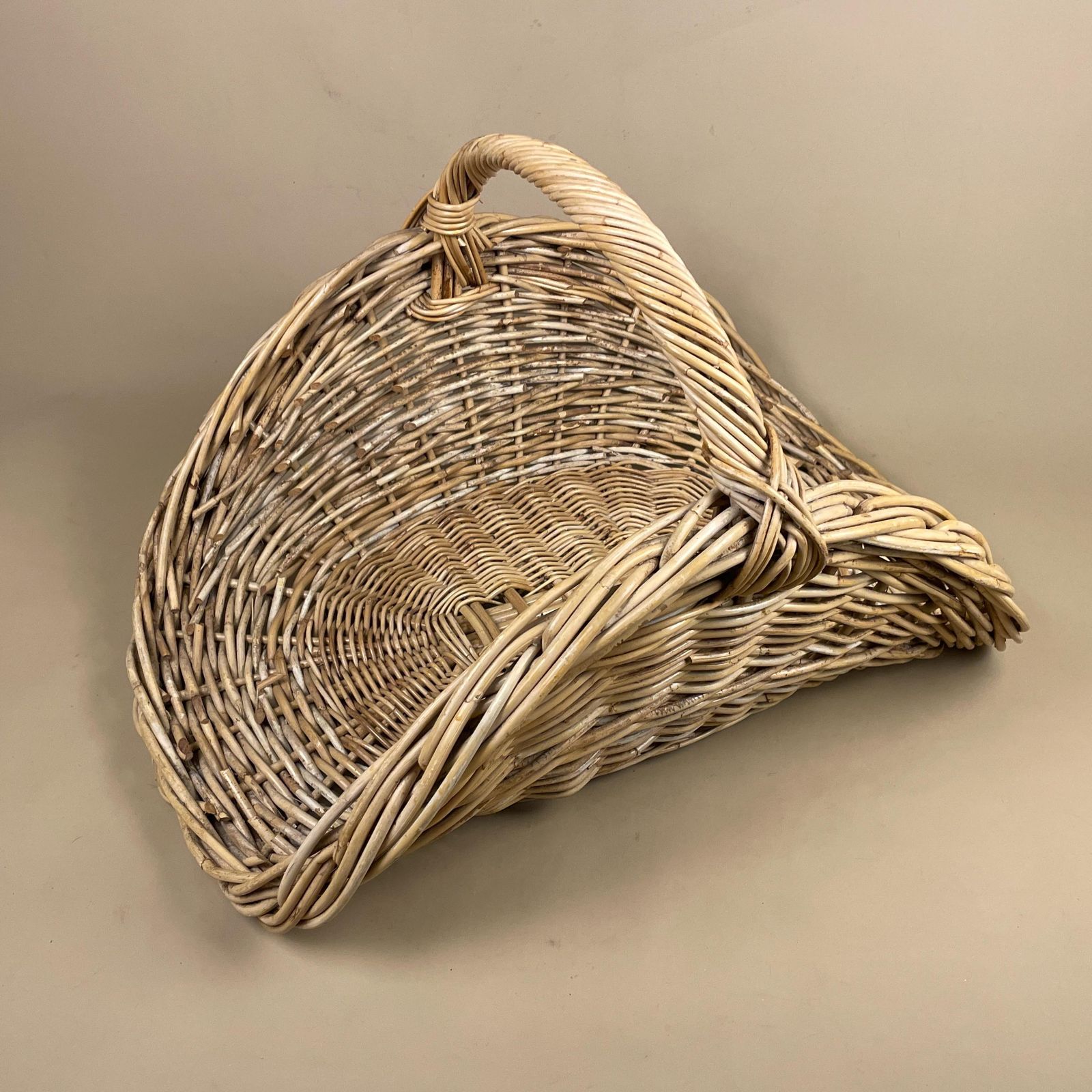 Wicker Log Basket Low Handled Rustic Firewood Flower Basket Storage Home Decor Woven Willow Farmhouse Country Basket photo buy
