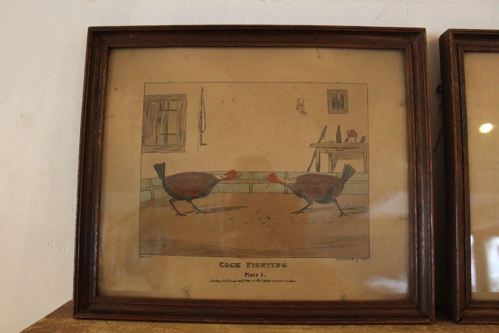 Rare Victorian Cock Fighting Prints Complete Set Of 4 Alken D1841 photo furniture