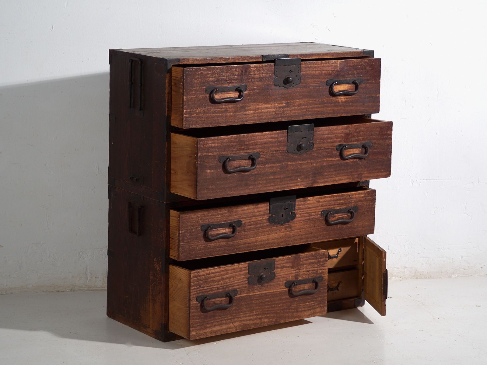 Antique Tansu Chest Of Drawers With Small Door – Meiji / Taishō Period (C.1868 1926) #33 photo Furniture