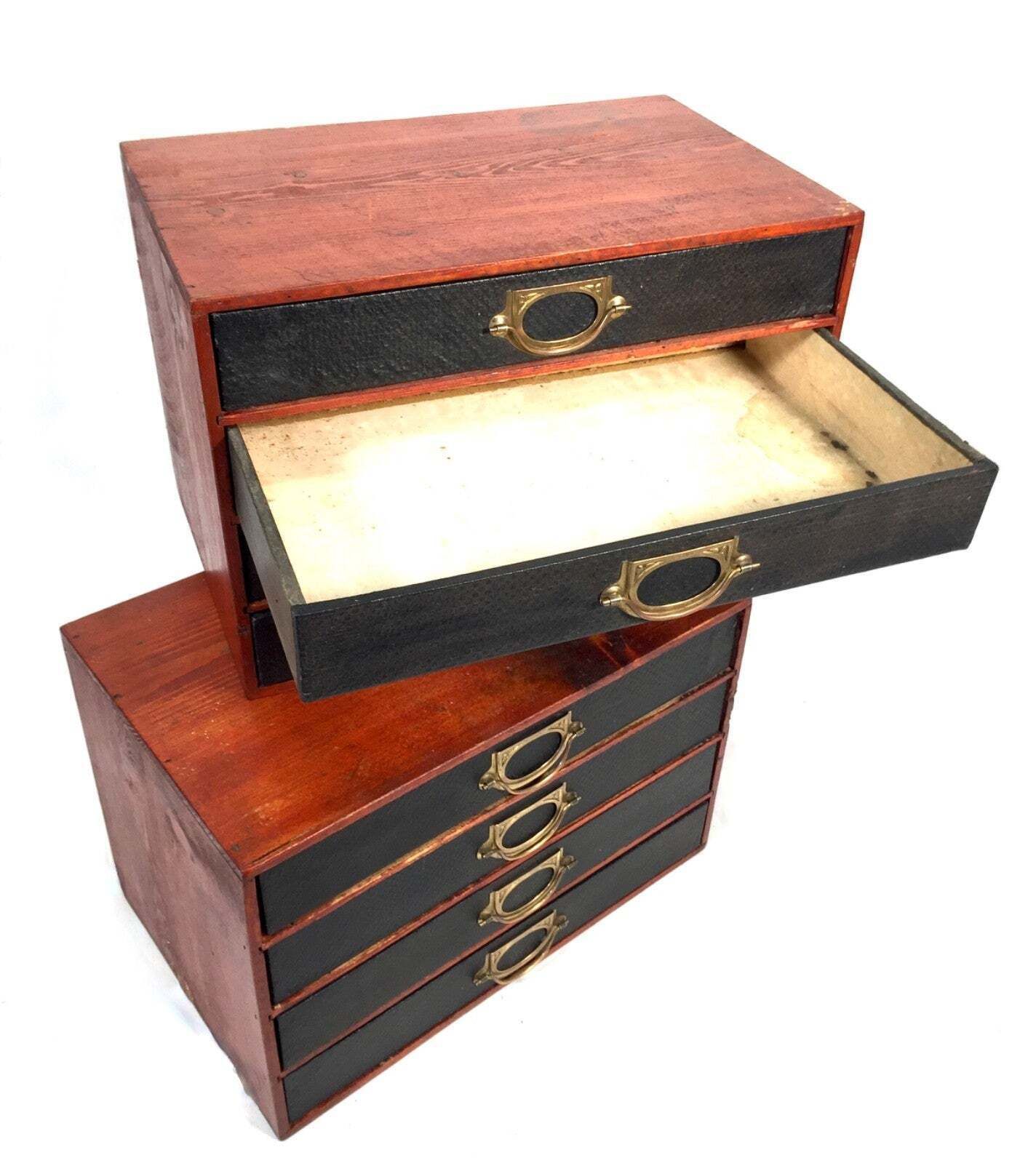 Antique Pair Of 'Advance Library' Wooden Drawers / Desktop Filling Box C.1920 photo vinterior
