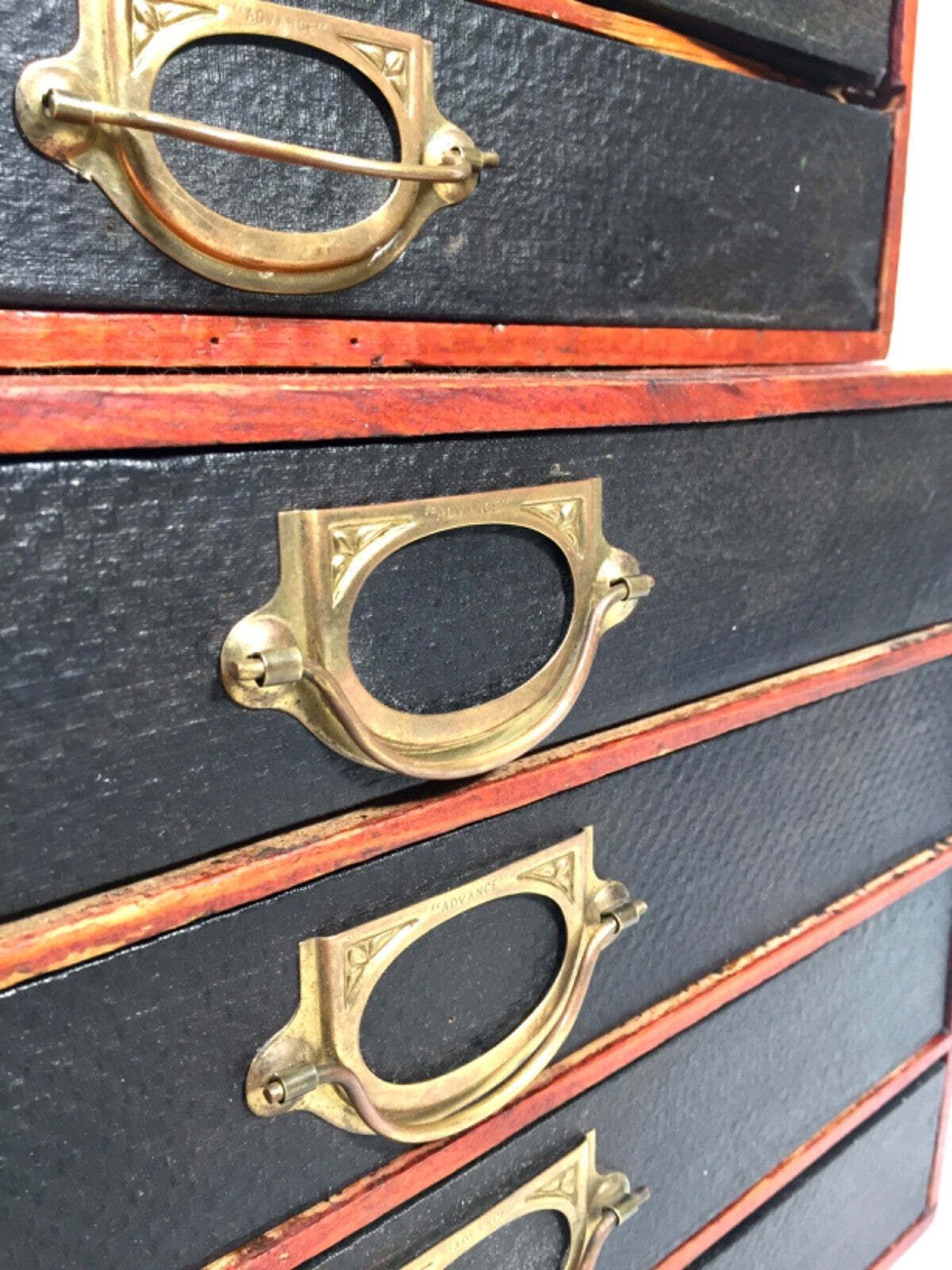 Antique Pair Of 'Advance Library' Wooden Drawers / Desktop Filling Box C.1920 photo vintage