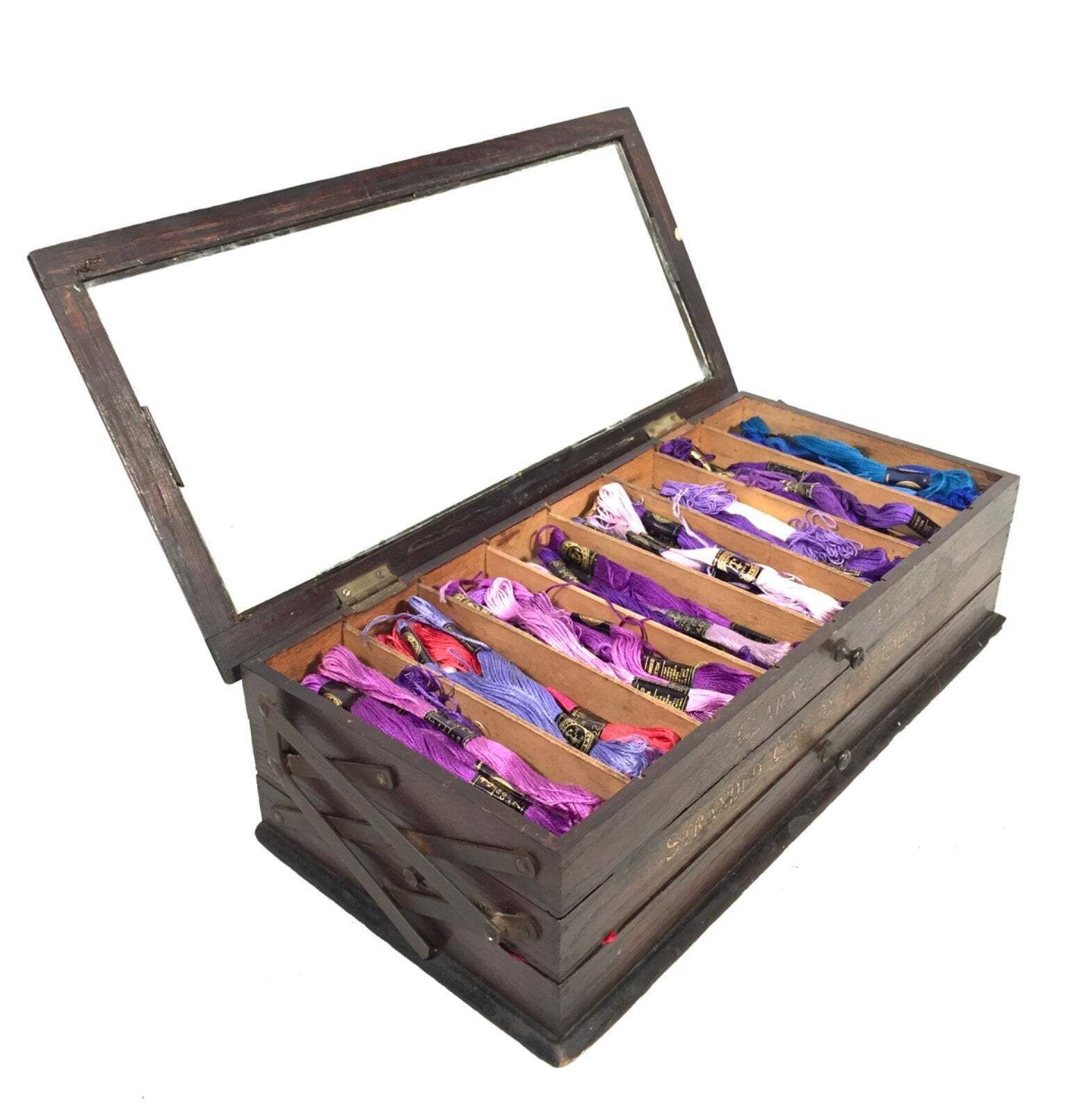 photo furniture Antique Haberdashery Shop Display Clark's Anchor Cotton Cantilever Sewing Box