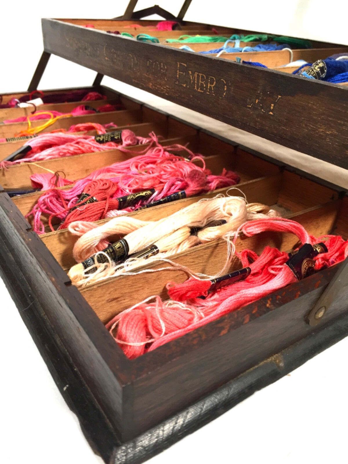 photo buy Antique Haberdashery Shop Display Clark's Anchor Cotton Cantilever Sewing Box