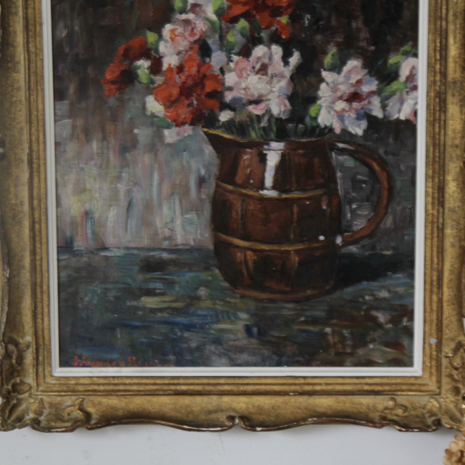 photo for sale Framed Antique French Floral Painting, Oil On Canvas