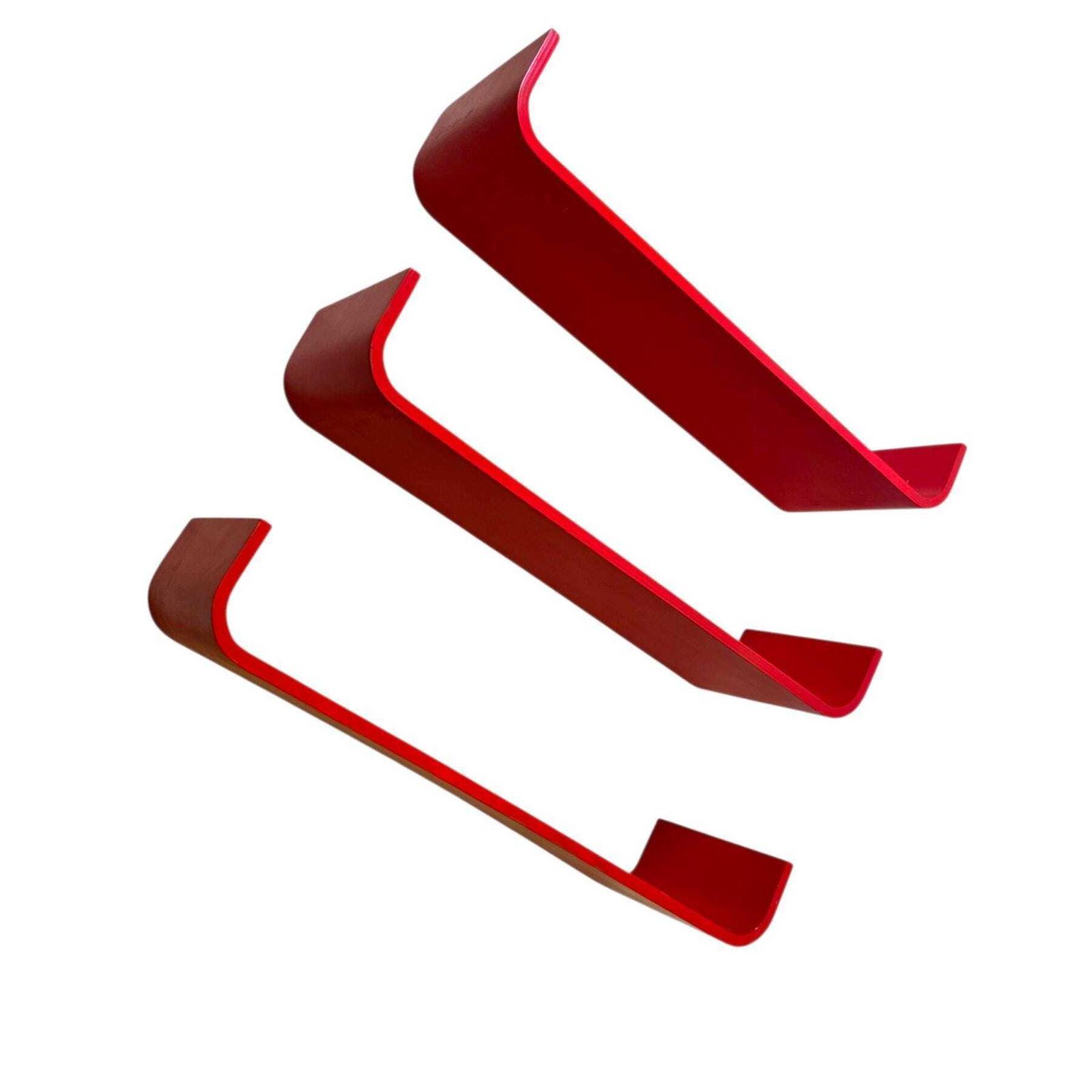 Vintage Post Modern Red Wooden Curved Wall Shelve photo furniture