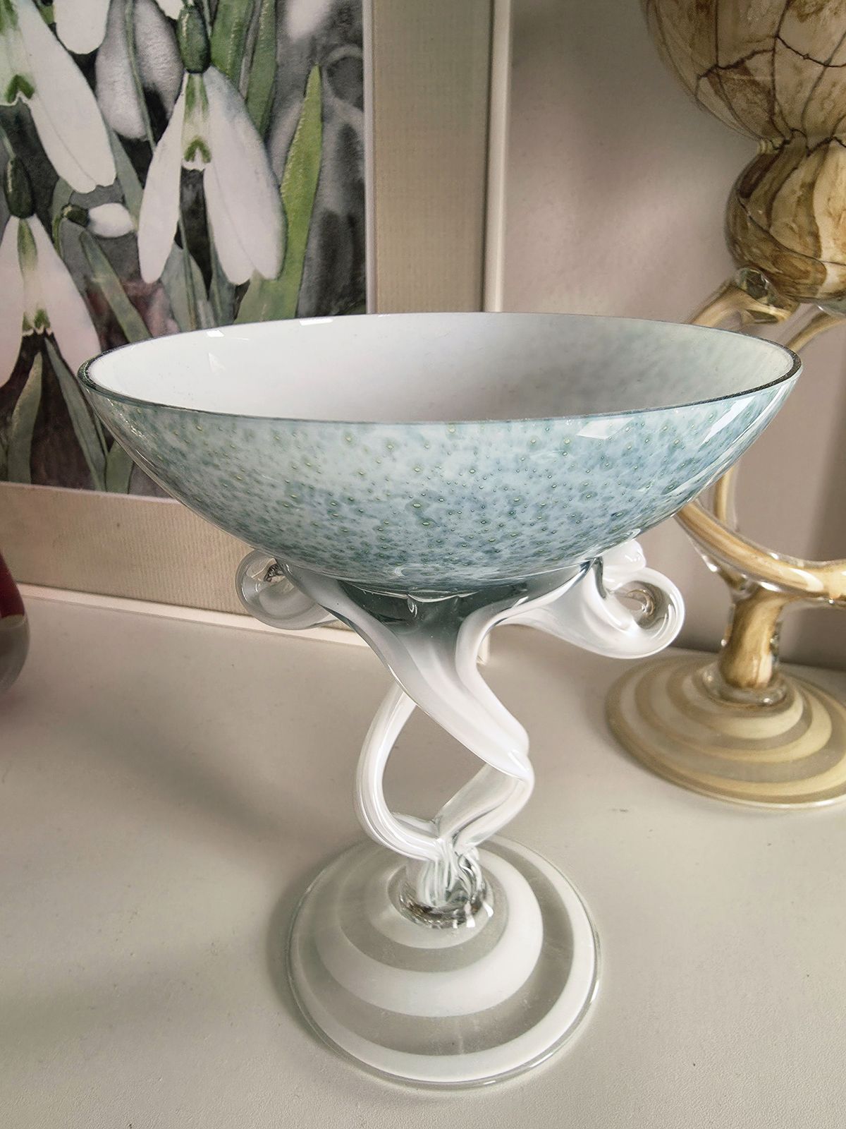 1970's Polish Glass Art 'Jellyfish' Bowl By Josefina Glassworks In Krosno