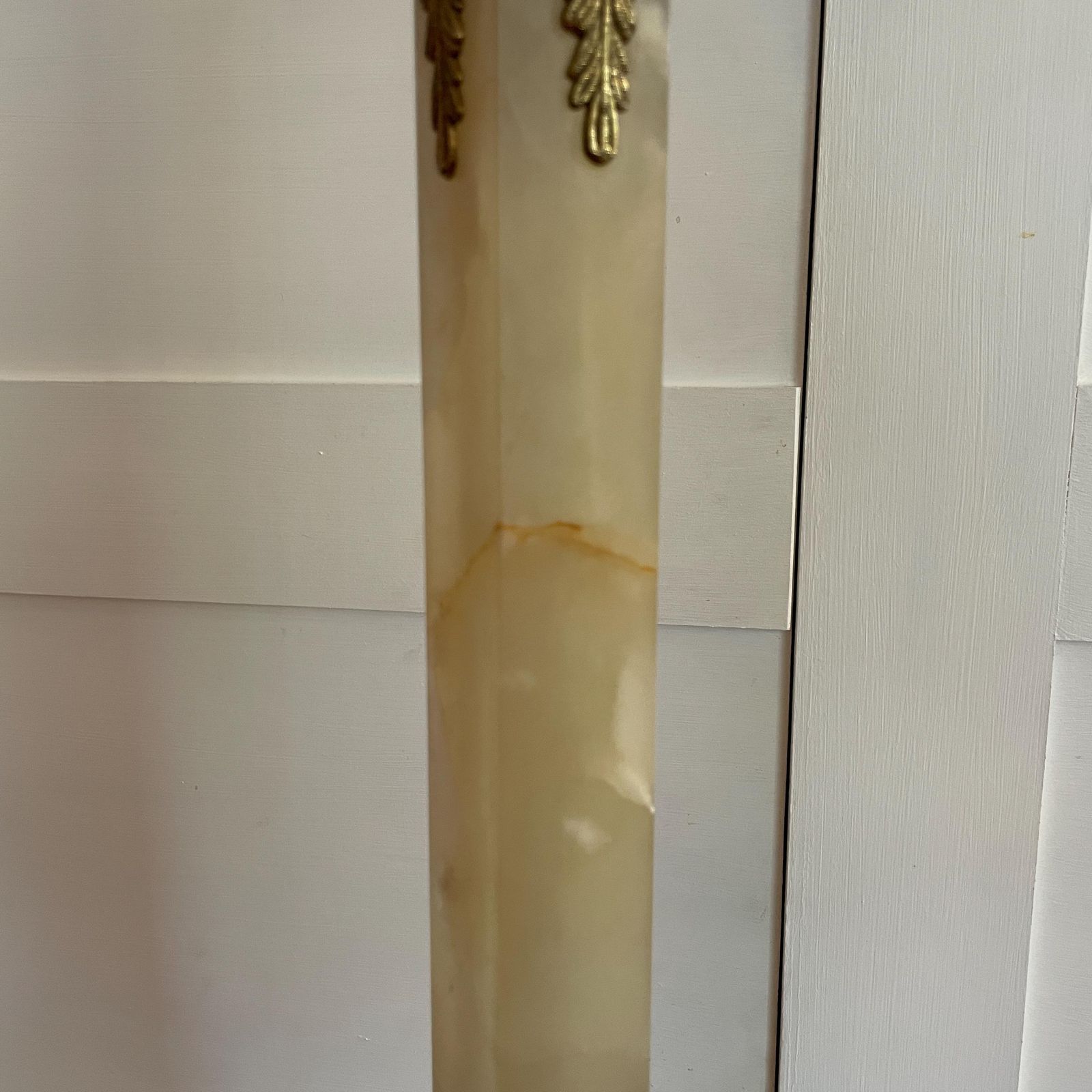 Furniture Italian Hollywood Regency Style Hall Tree Stand Standing Coat Hat Rack Marble Onyx Brass Entryway Decor Mid Century C.1960s photo