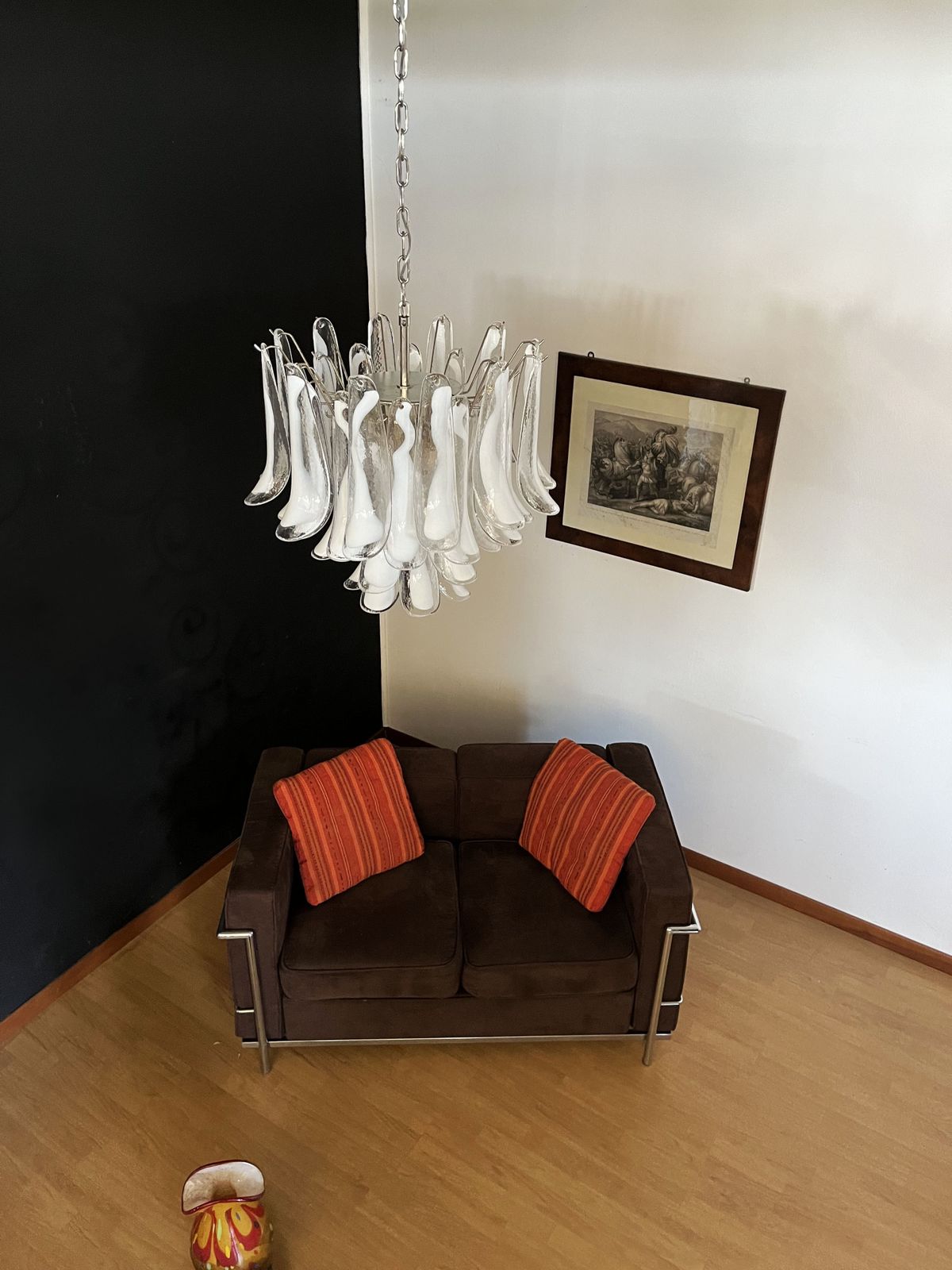 photo buy Italian Vintage Murano Chandelier   Mazzega   36 Lattimo Glass Petals