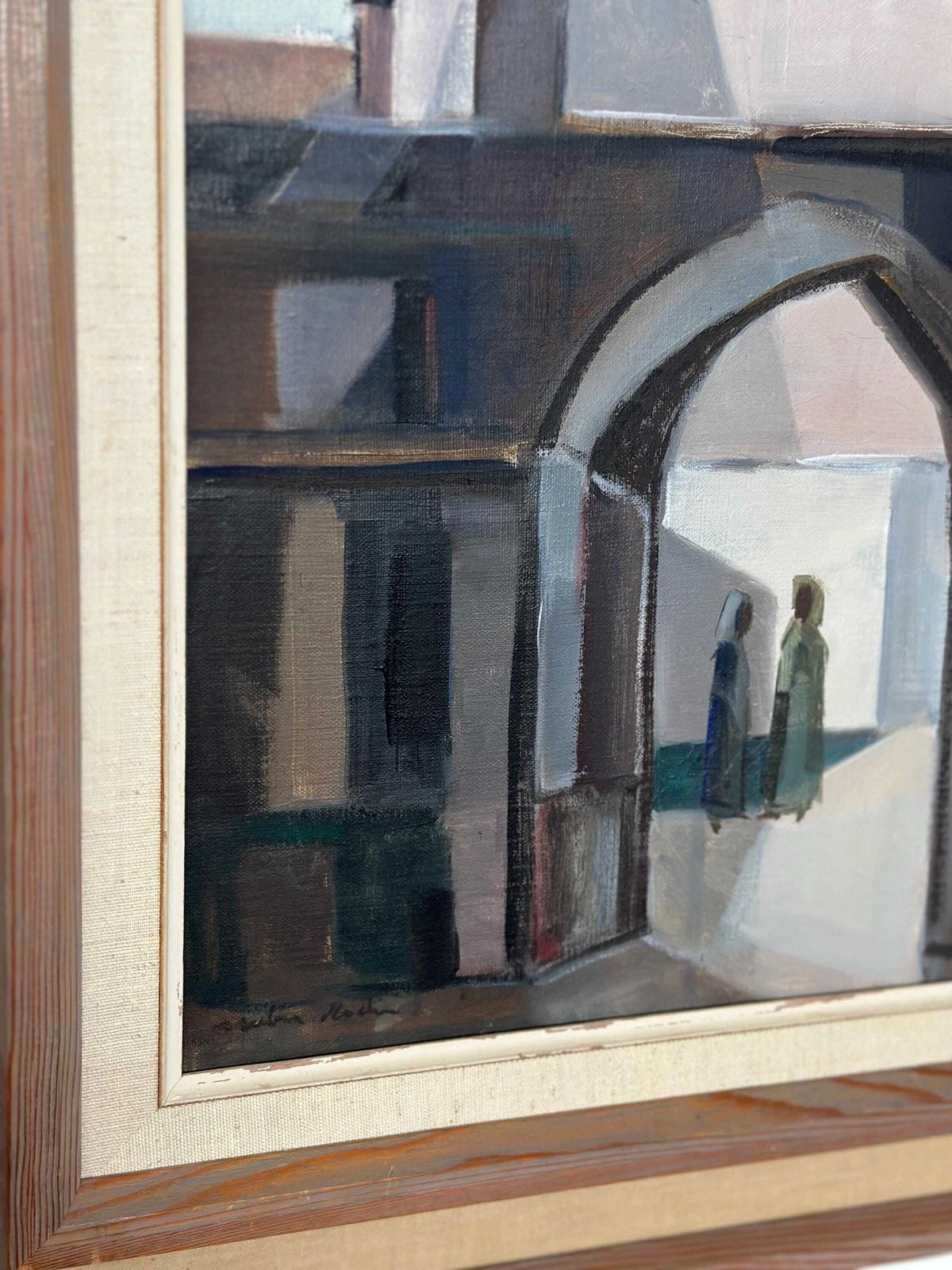 Original Mid Century Swedish Oil On Canvas – “Entrance” By Reuben Hedin – Vintage & Framed – 55 × 63 Cm (21.7" × 24.8") photo vinterior