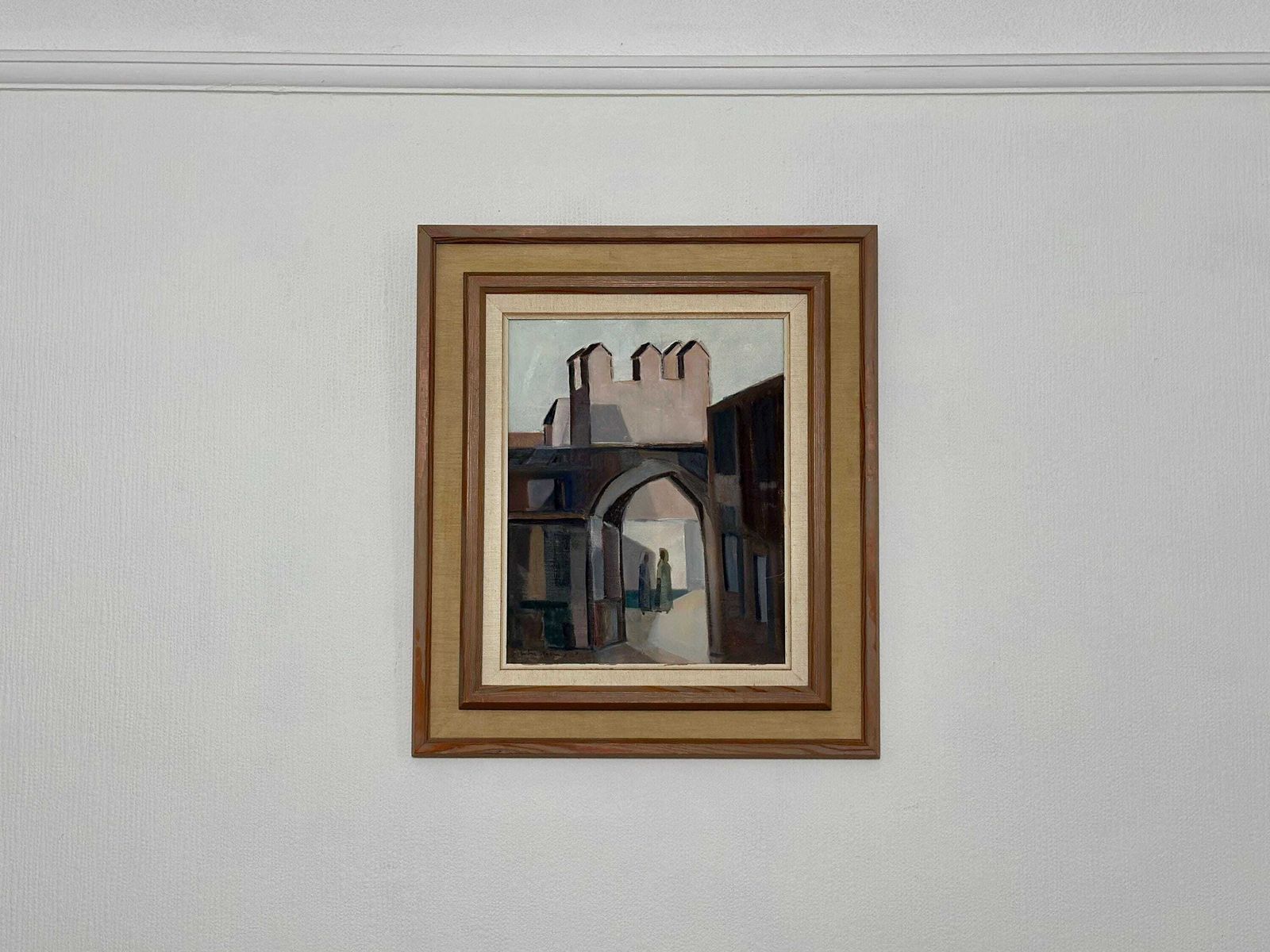 Original Mid Century Swedish Oil On Canvas – “Entrance” By Reuben Hedin – Vintage & Framed – 55 × 63 Cm (21.7" × 24.8") photo vintage
