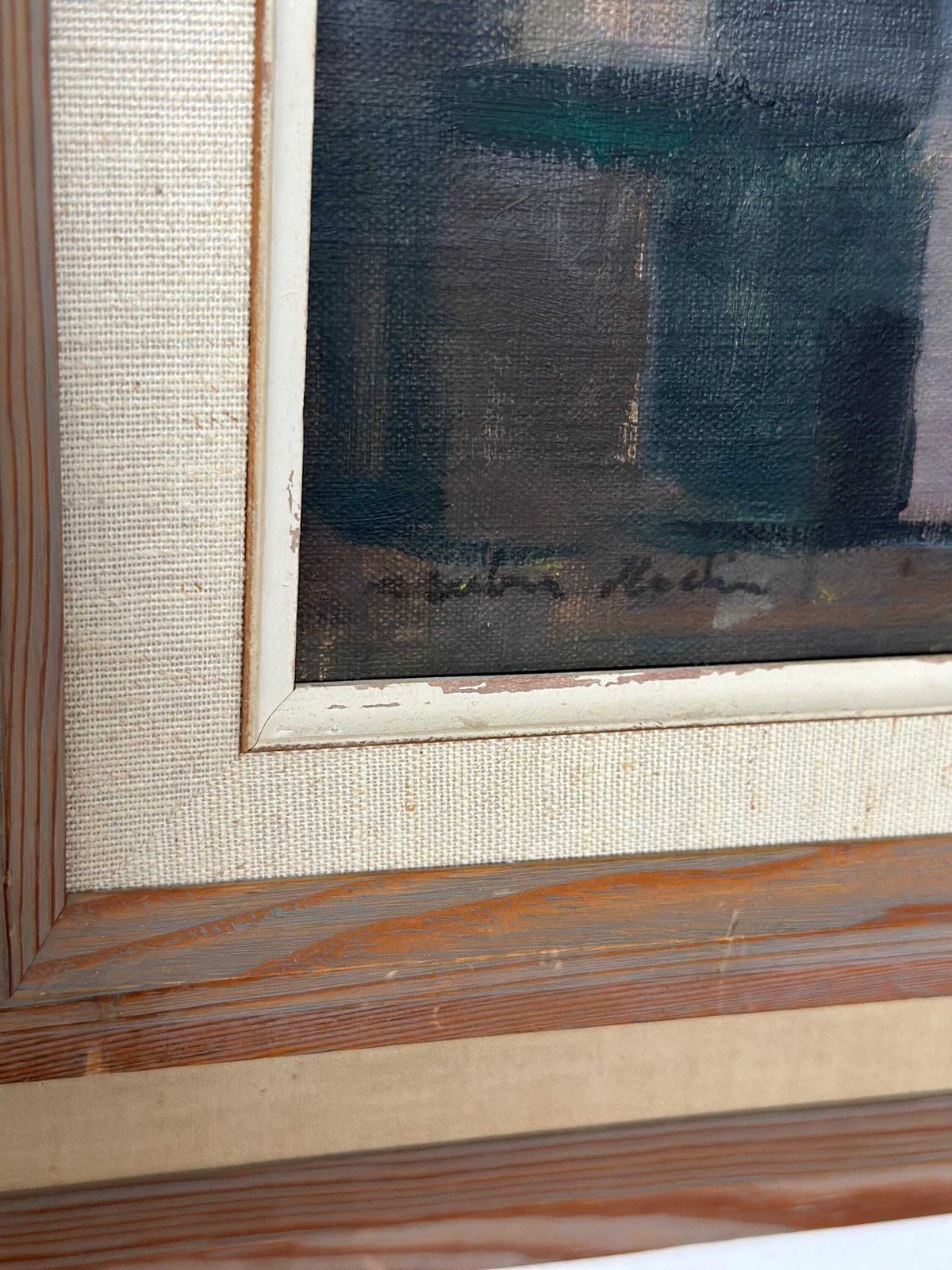 photo for sale Original Mid Century Swedish Oil On Canvas – “Entrance” By Reuben Hedin – Vintage & Framed – 55 × 63 Cm (21.7" × 24.8")