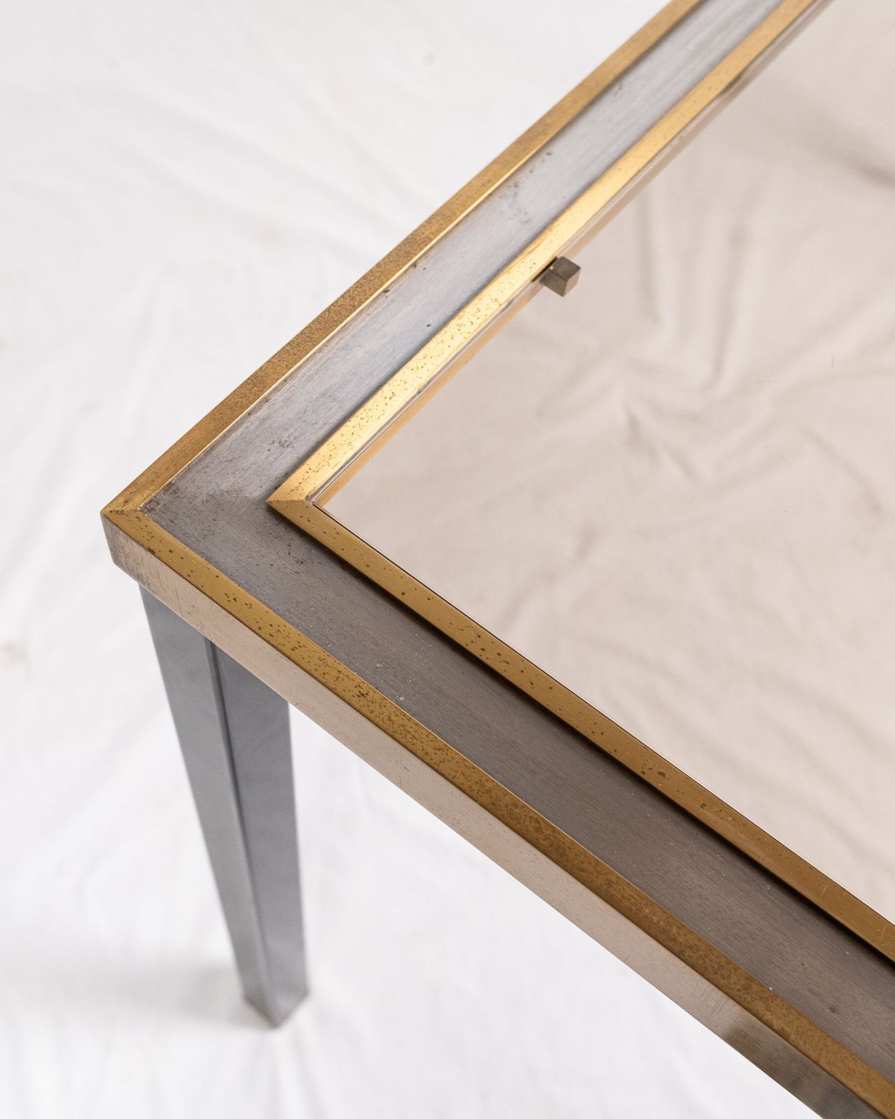 photo vinterior Elegant Metal Console In The Style Of Willy Rizzo, Italy, 1970s