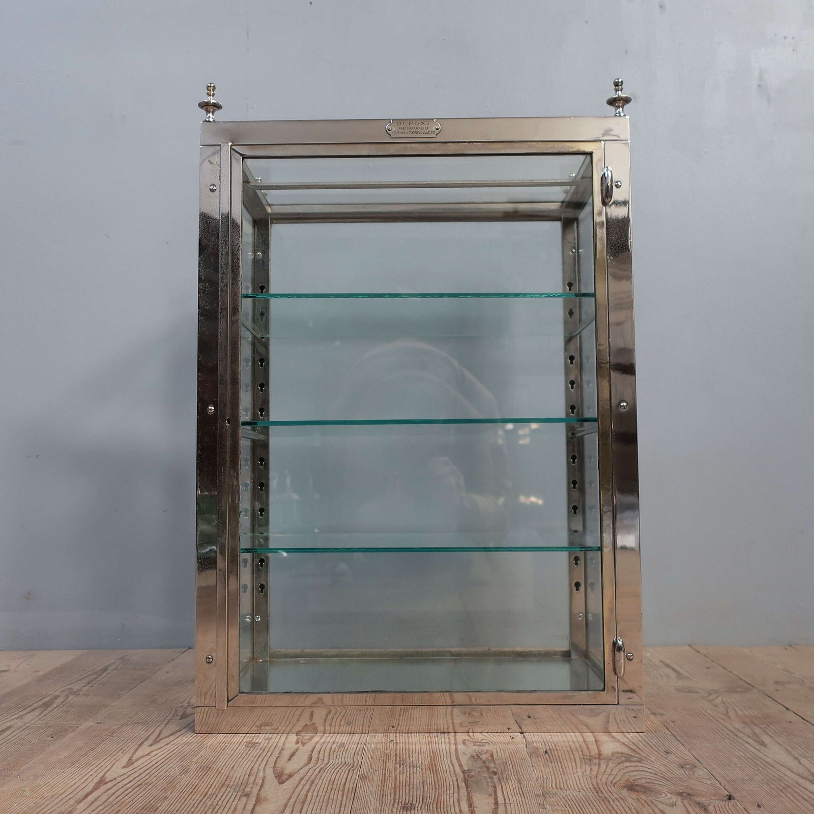 French Nickel On Brass Glazed Vitrine Cabinet photo buy