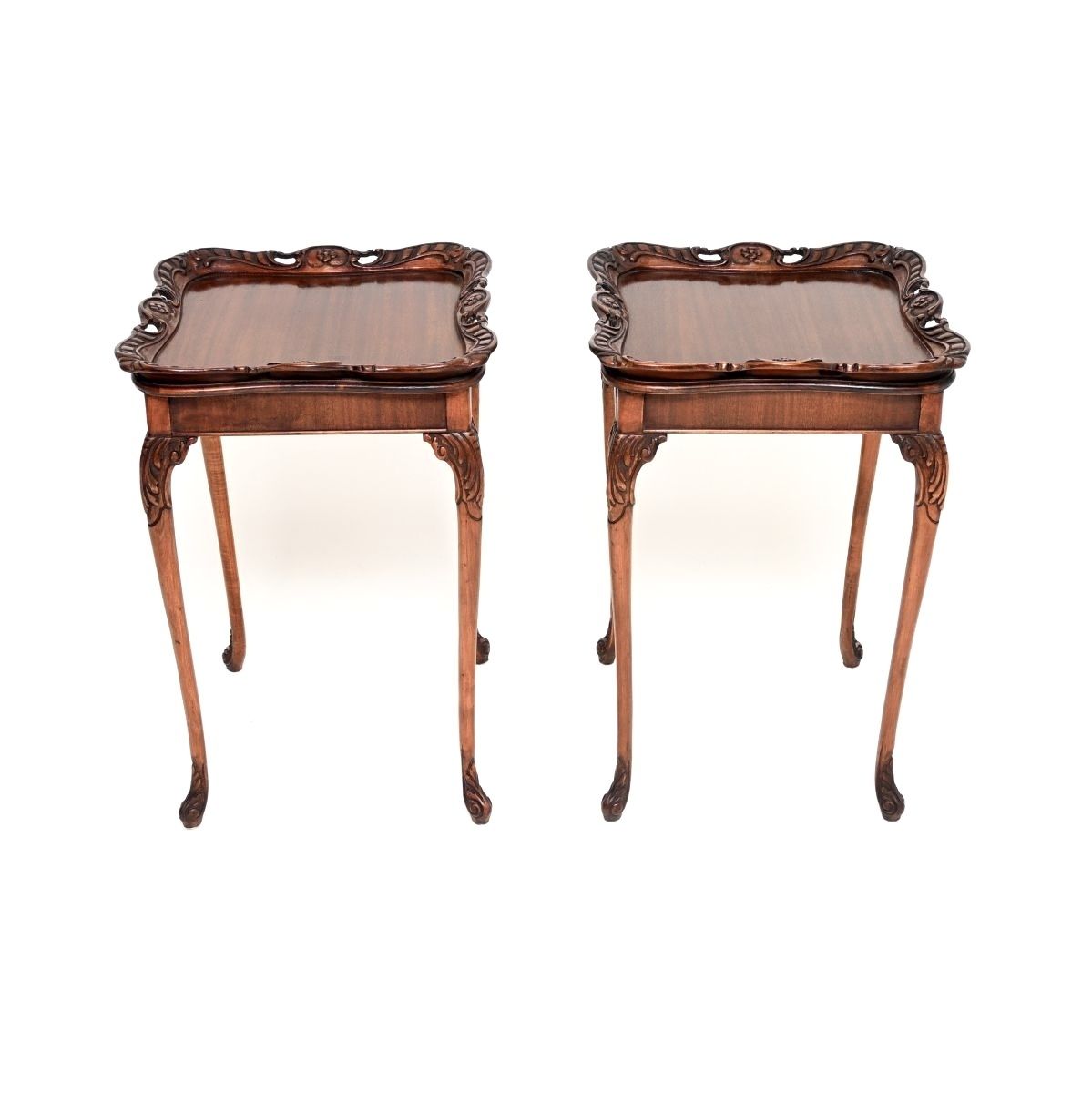 Pair Of Antique Mahogany Tray Top Side Tables photo furniture