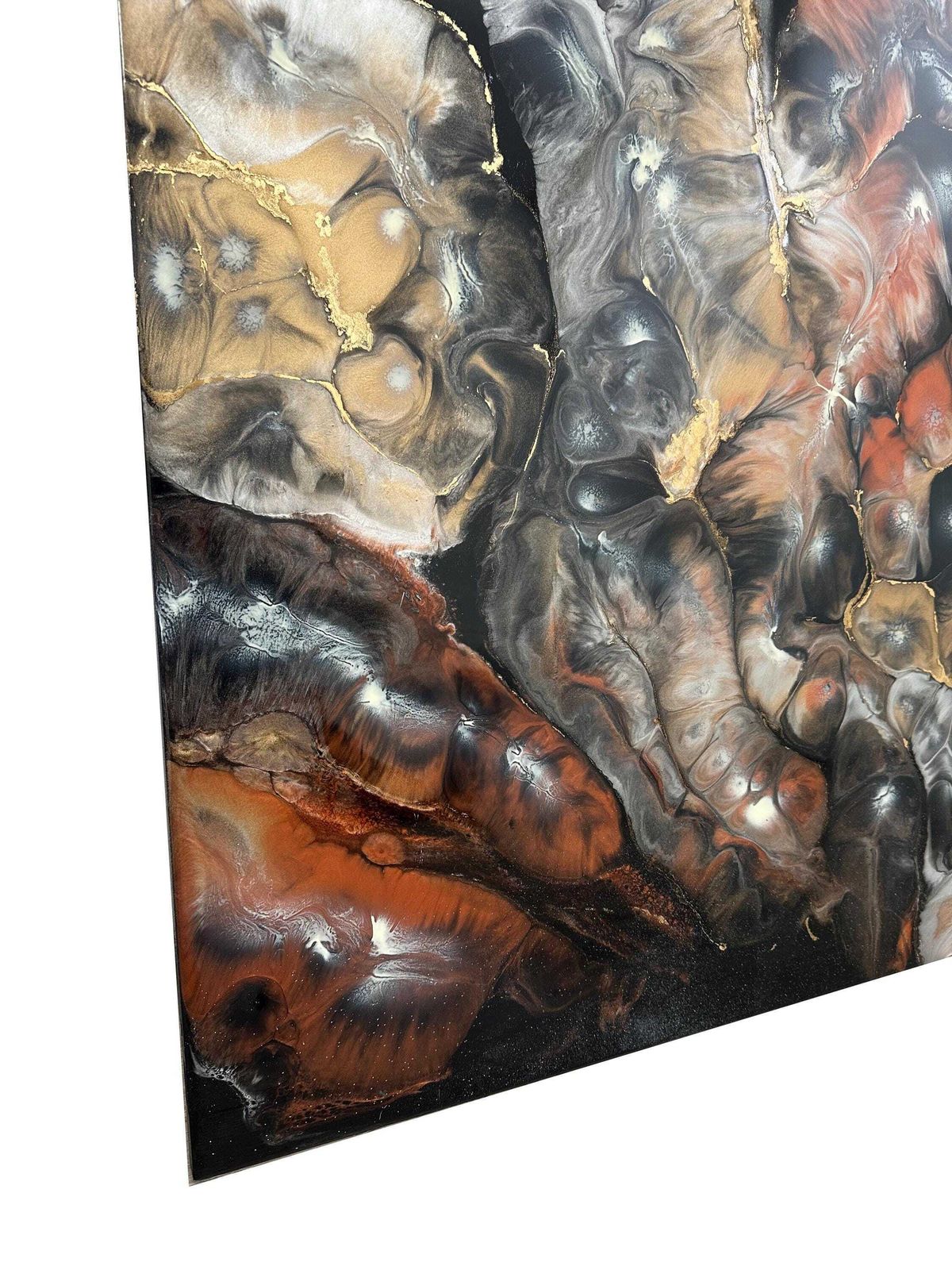 Large Original Fluid Abstract Resin Painting Wall Art On Wood High Gloss – “No. 8” photo Art