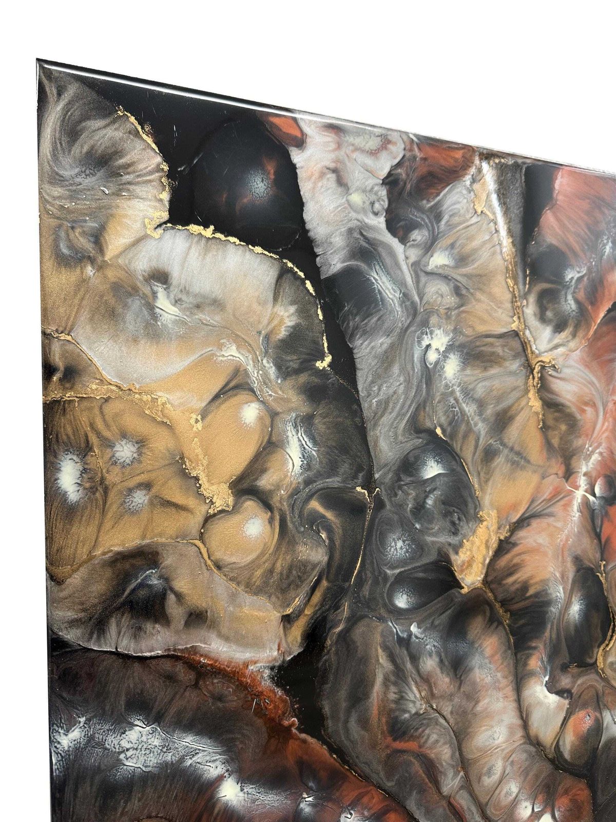Large Original Fluid Abstract Resin Painting Wall Art On Wood High Gloss – “No. 8” photo 245.0