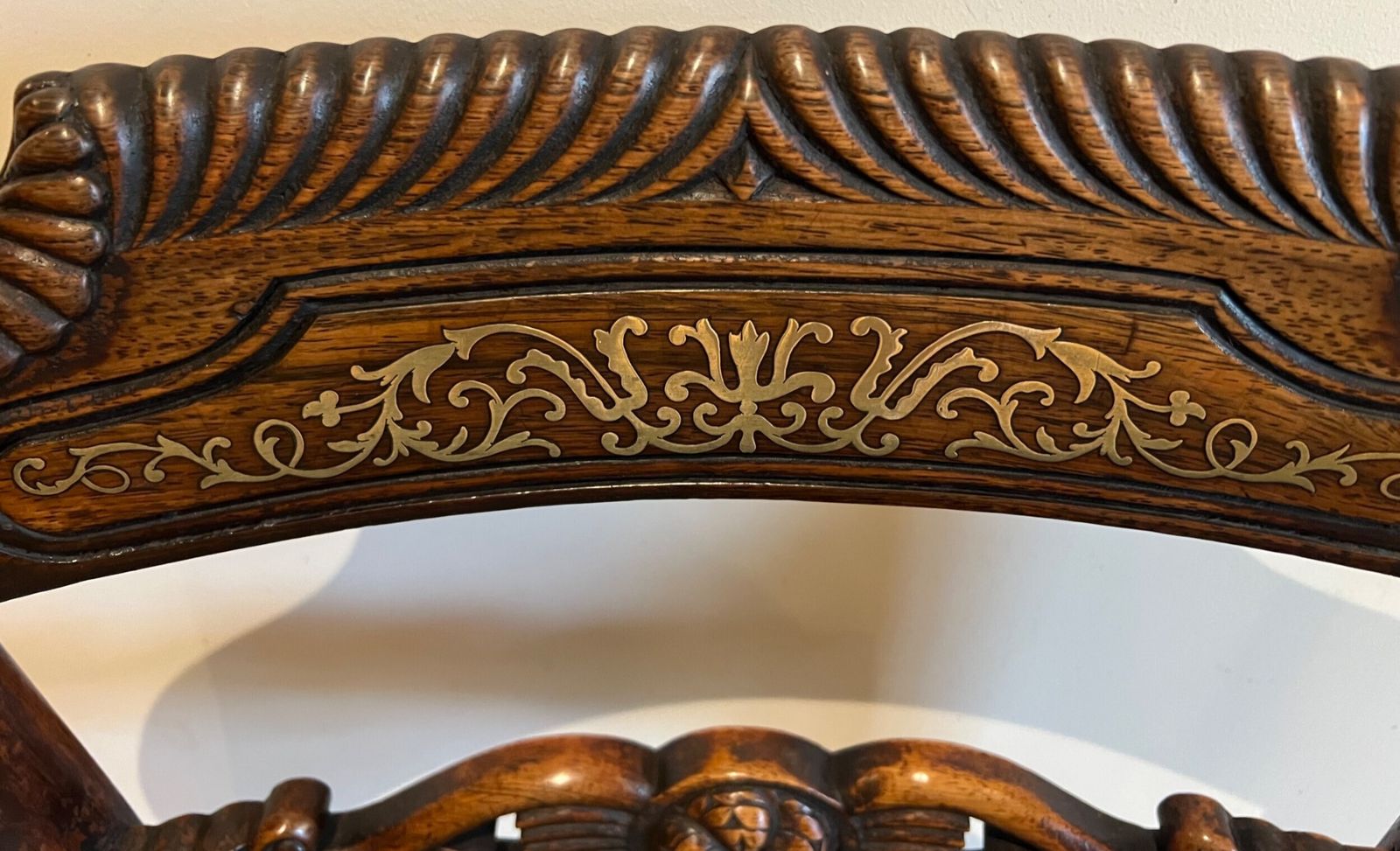 photo for sale Regency Brass Inlaid Rosewood Elbow Chair