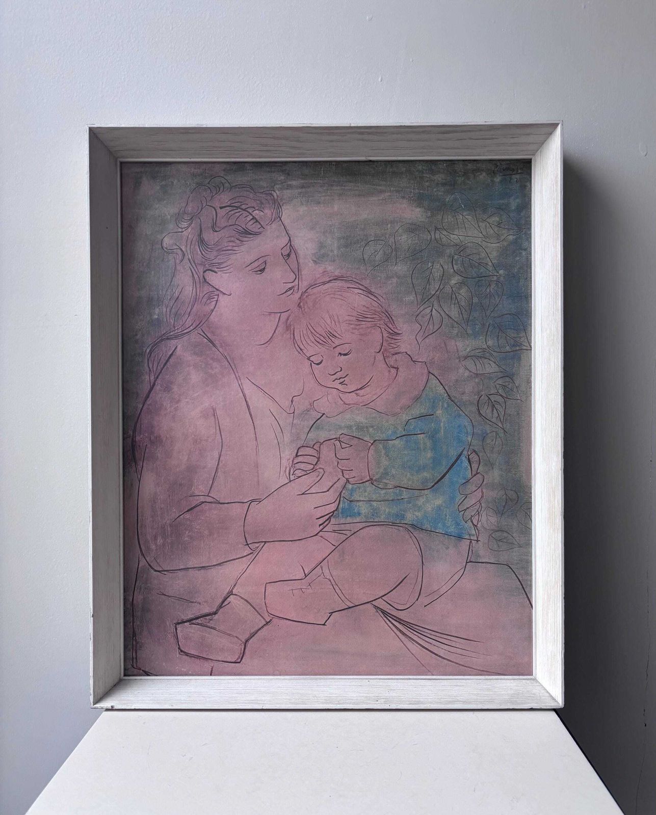 1950s–60s Framed Picasso Mother And Child Print, Mid Century Modern Wall Art, After Picasso